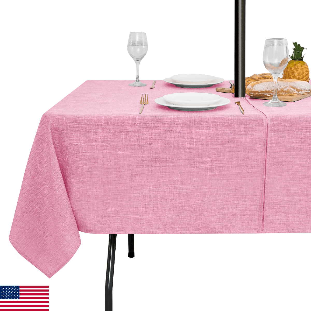 LUSHVIDA Outdoor Tablecloth with Umbrella Hole - Patio Table Cloth Zippered Rect - Image 1