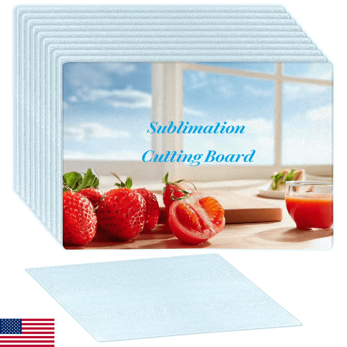 10 Pcs Sublimation Cutting Board Blanks, Textured Tempered Glass Cutting Boards - Image 1
