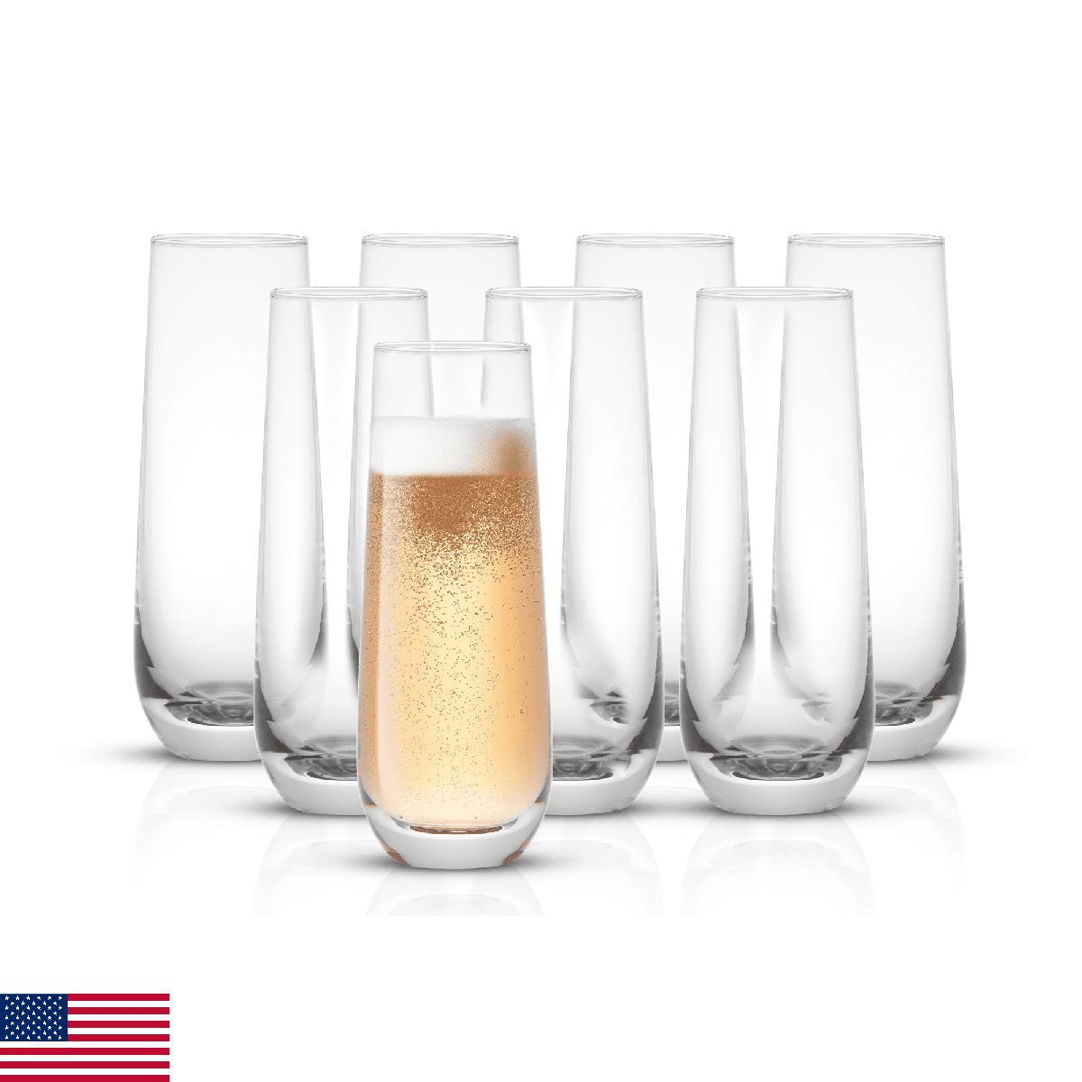 JoyJolt Milo Stemless Champagne Flutes Set of 8 Crystal Glasses. 9.5oz Prosecco - Image 1