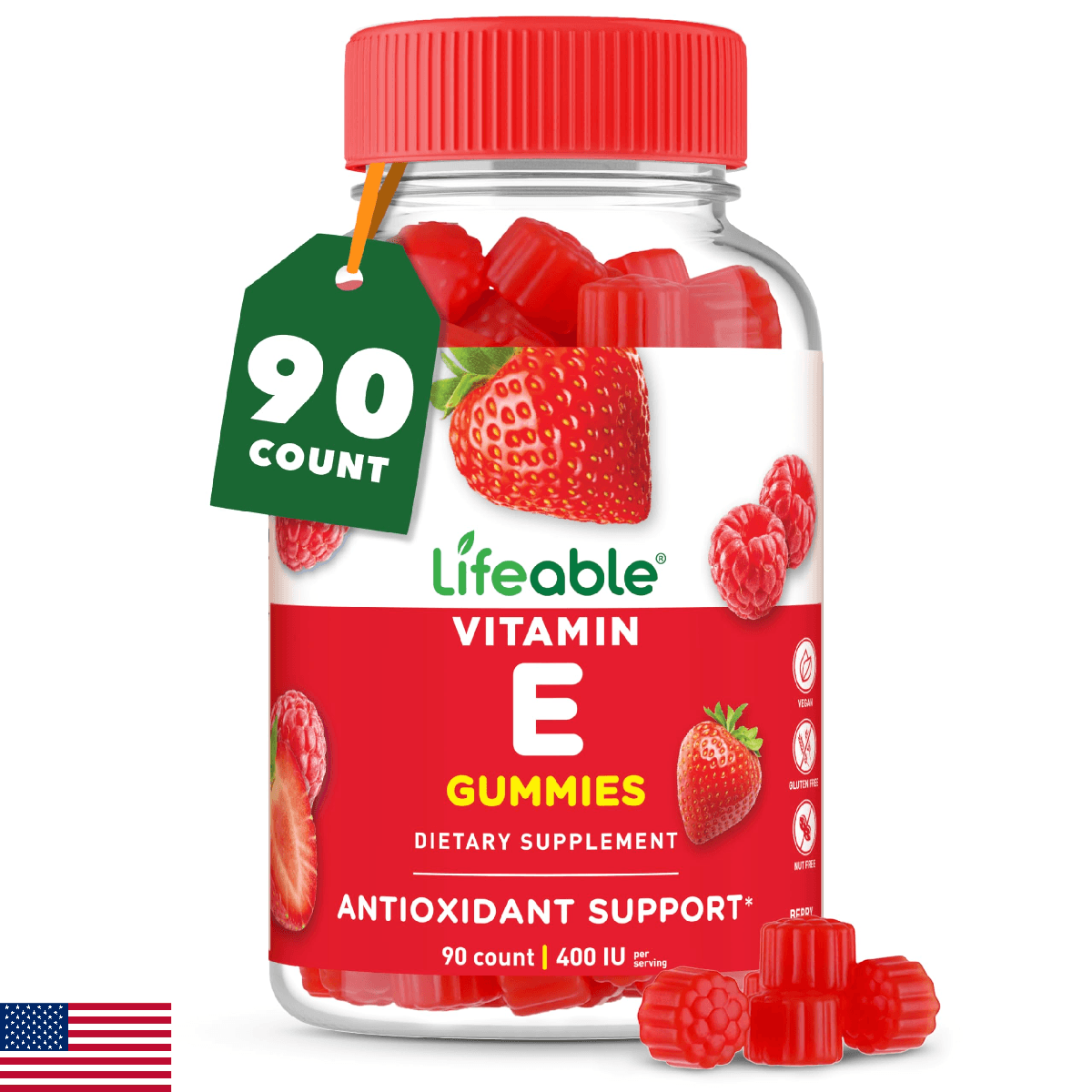 Lifeable Vitamin E Gummies 400 IU Great Tasting Supplements Skin Eye Immune Supp - Image 1
