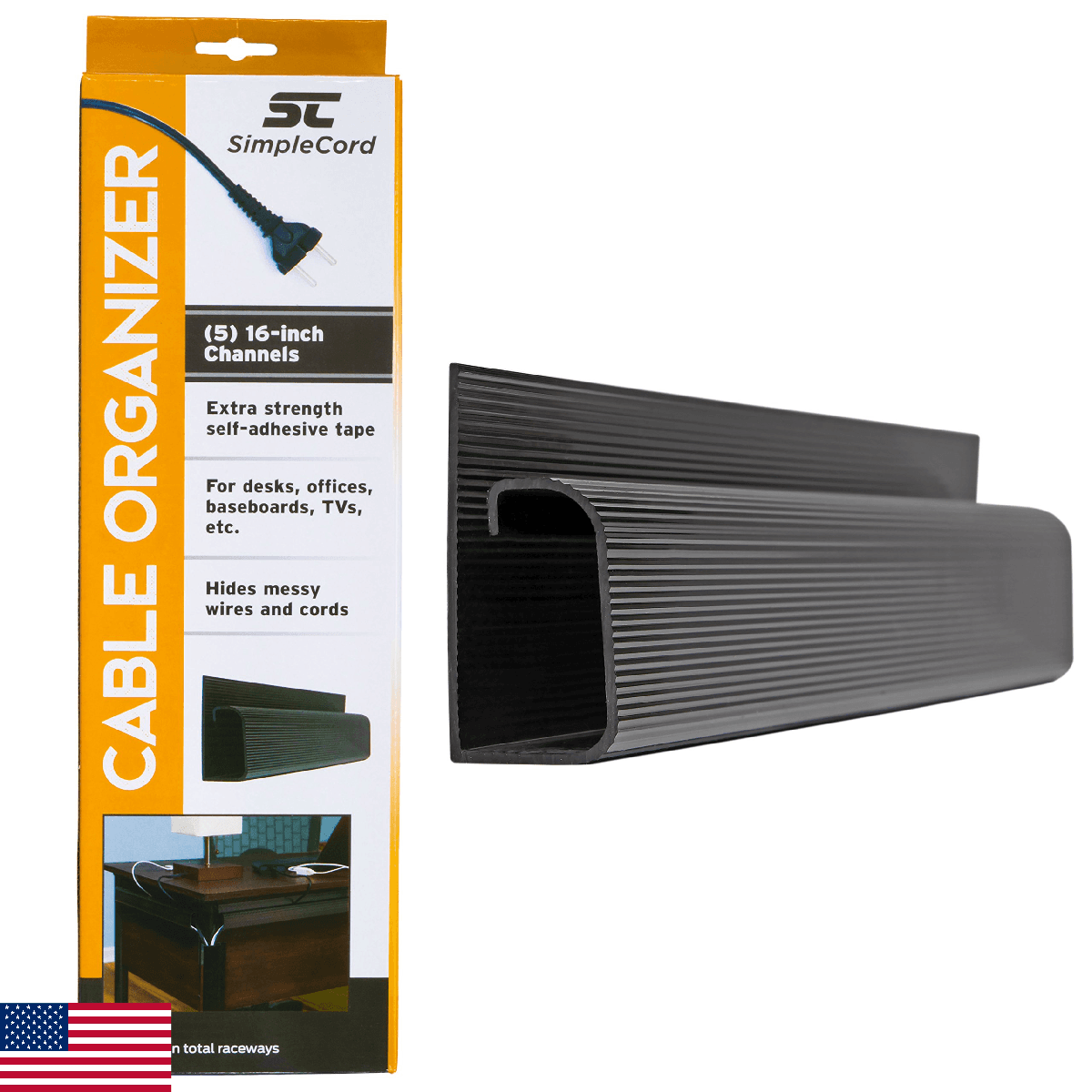 Cable Management Kit - 10-Pack 16-Inch J Channel Wire Organizers for Cords - Eas - Image 1