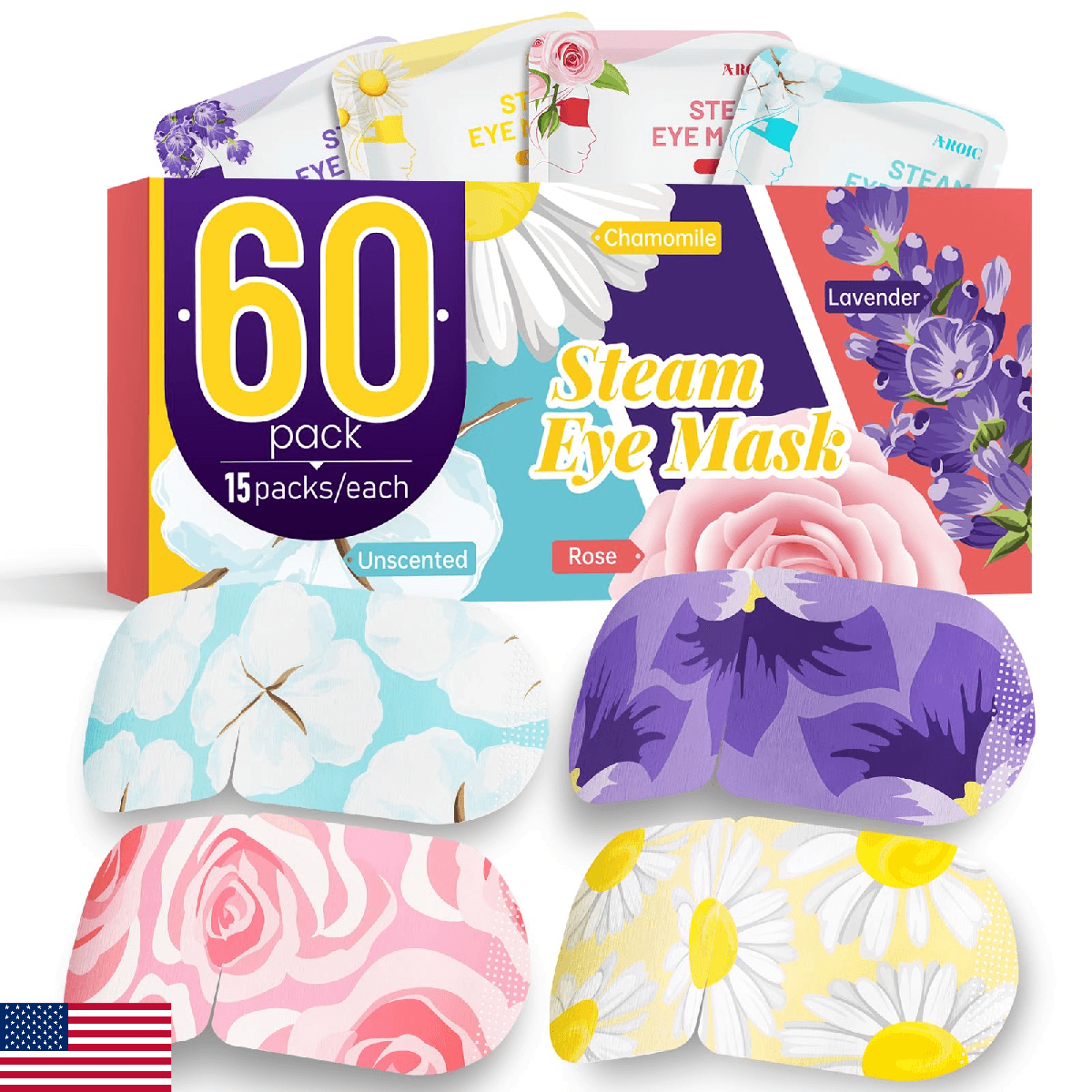 60 Pack Steam Eye Masks Disposable for Dry Eyes, Heated Eye Mask Warm Compress f - Image 1