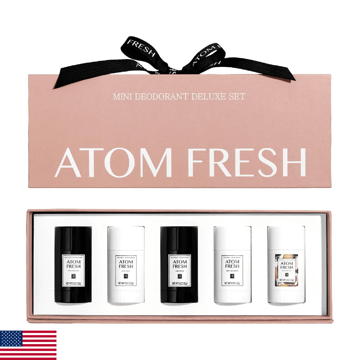 Atom Fresh Mini Deodorant Travel Size for Women - 5 Pack, Aluminum & Baking Soda - Image 1