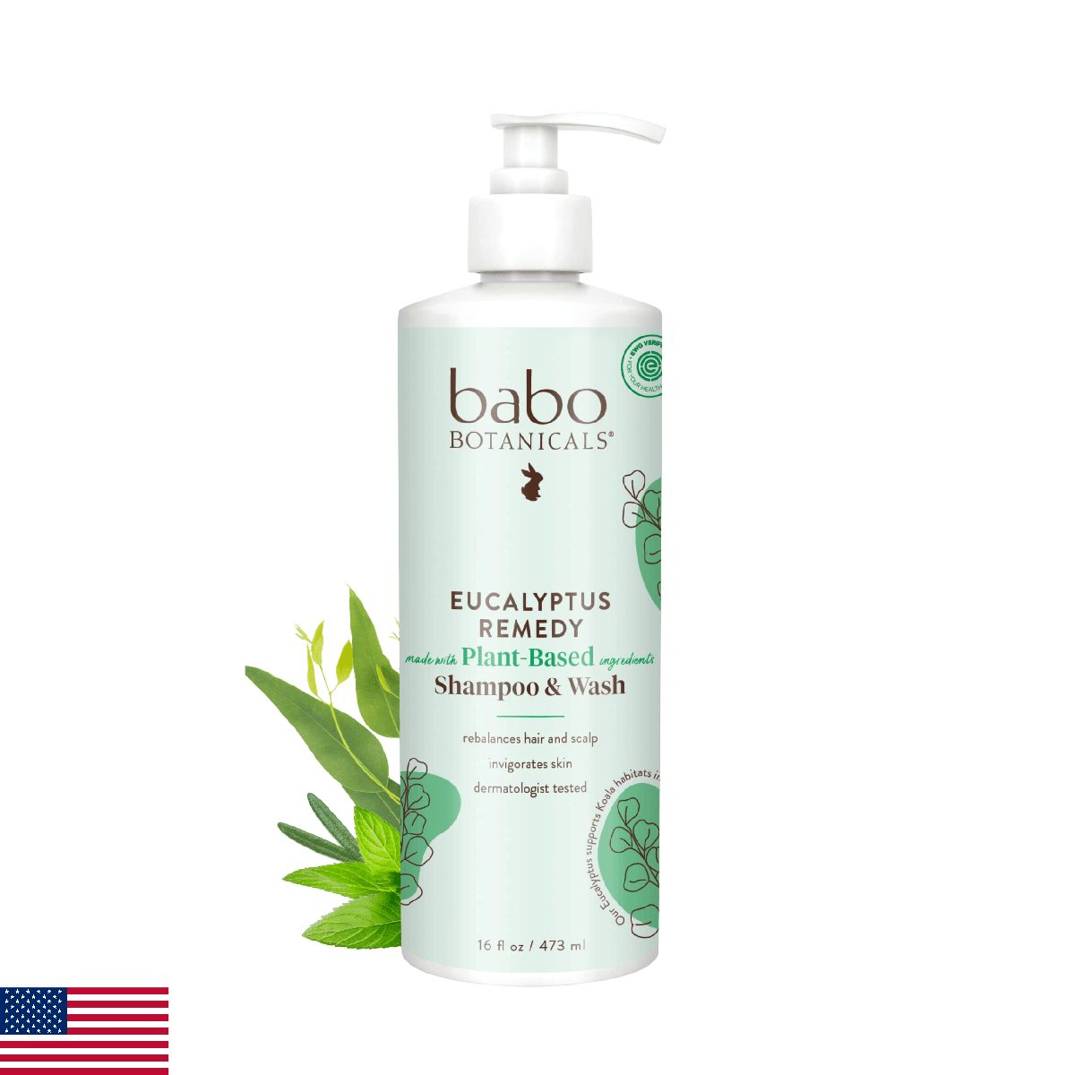 Babo Botanicals Eucalyptus Remedy Shampoo & Wash - Invigorating Eucalyptus & Ros - Image 1