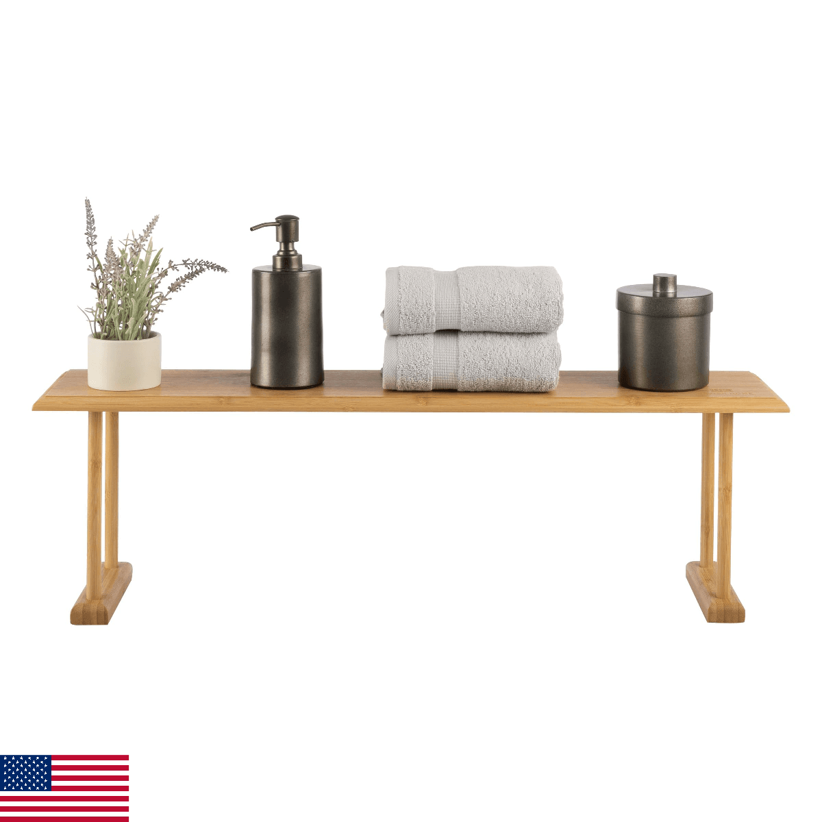 Lavish Home Bamboo Sink Shelf Countertop Organizer Kitchen Bathroom Bedroom Offi - Image 1