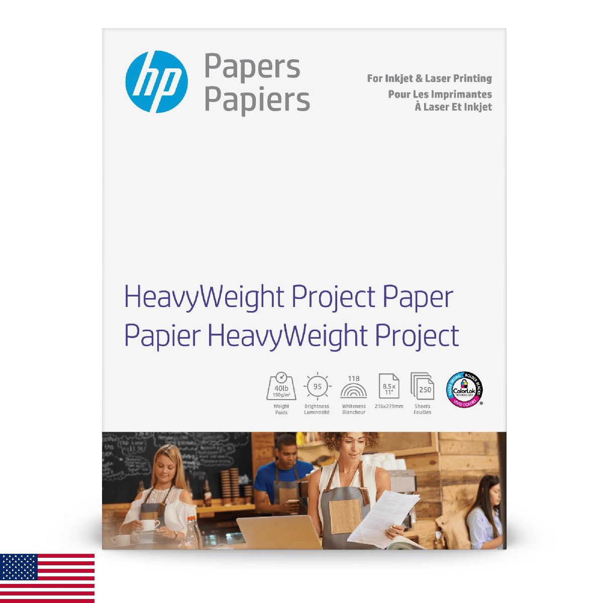 HP HeavyWeight Project Paper, Matte, 8.5x11 in, 40 lb, 250 sheets, works with in - Image 1