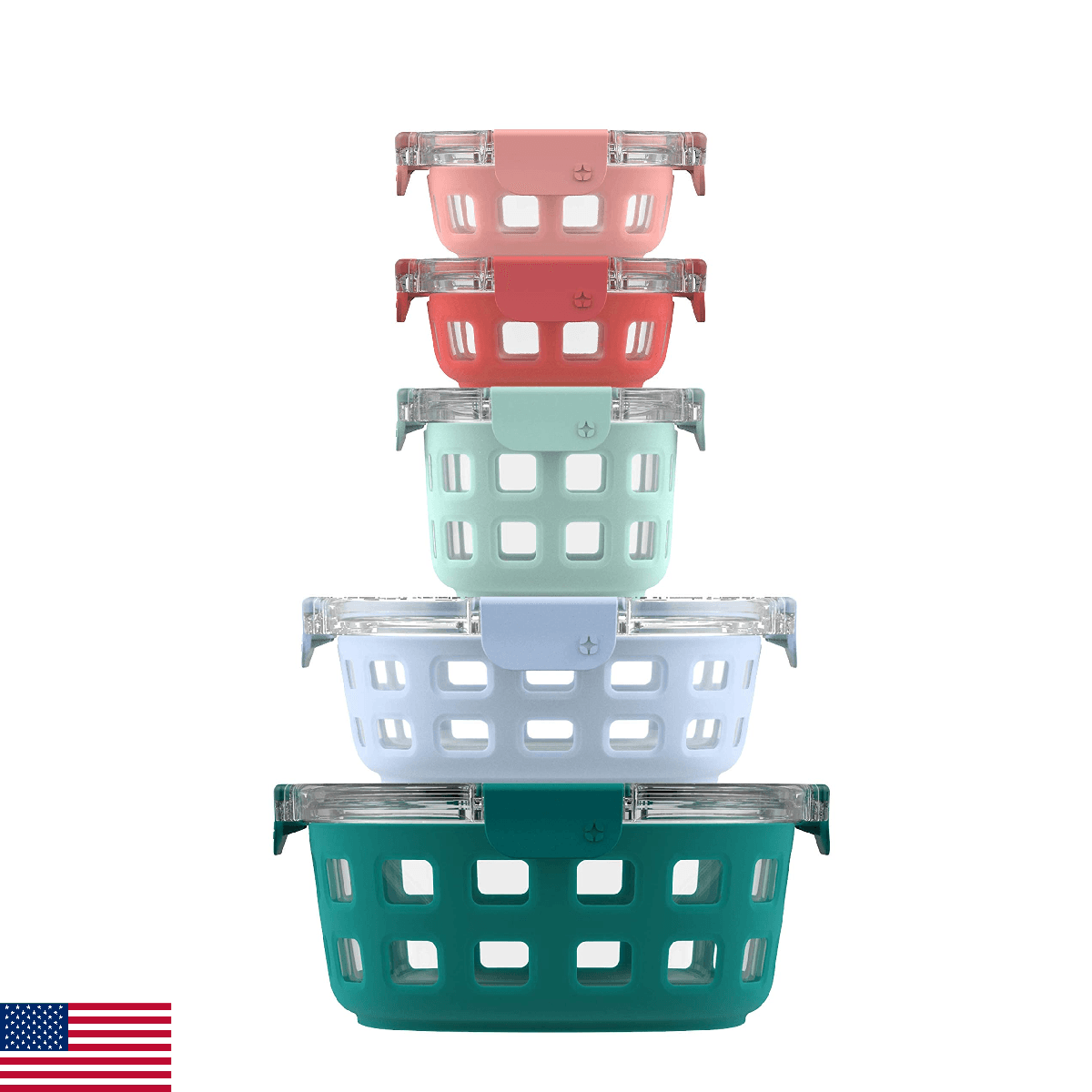 Ello Duraglass Glass Meal Prep Sets Leak-Proof Glass Food Storage Containers wit - Image 1