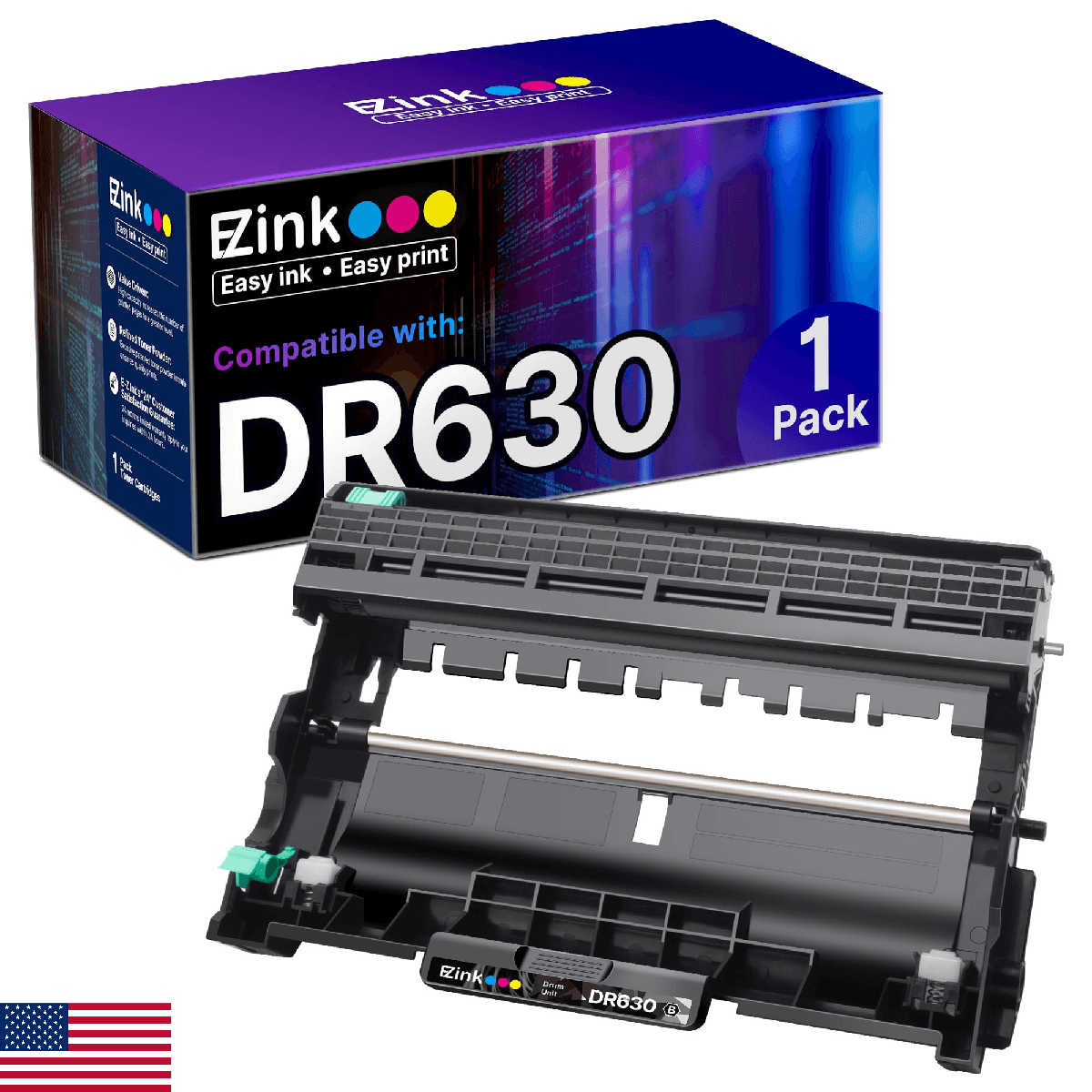 E-Z Ink Compatible Drum Unit (Not Toner) Replacement for Brother DR630 DR 630 Co - Image 1
