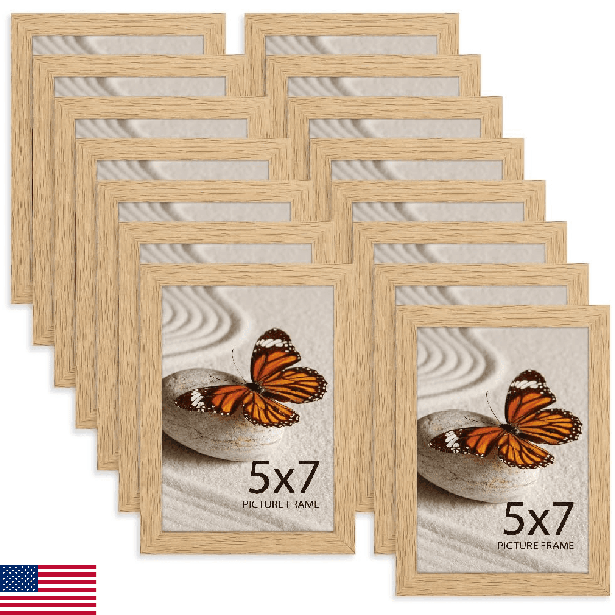 Memory Island 5x7 Photo Frames for Wall and Tabletop Display, 5 by 7 Natural Woo - Image 1