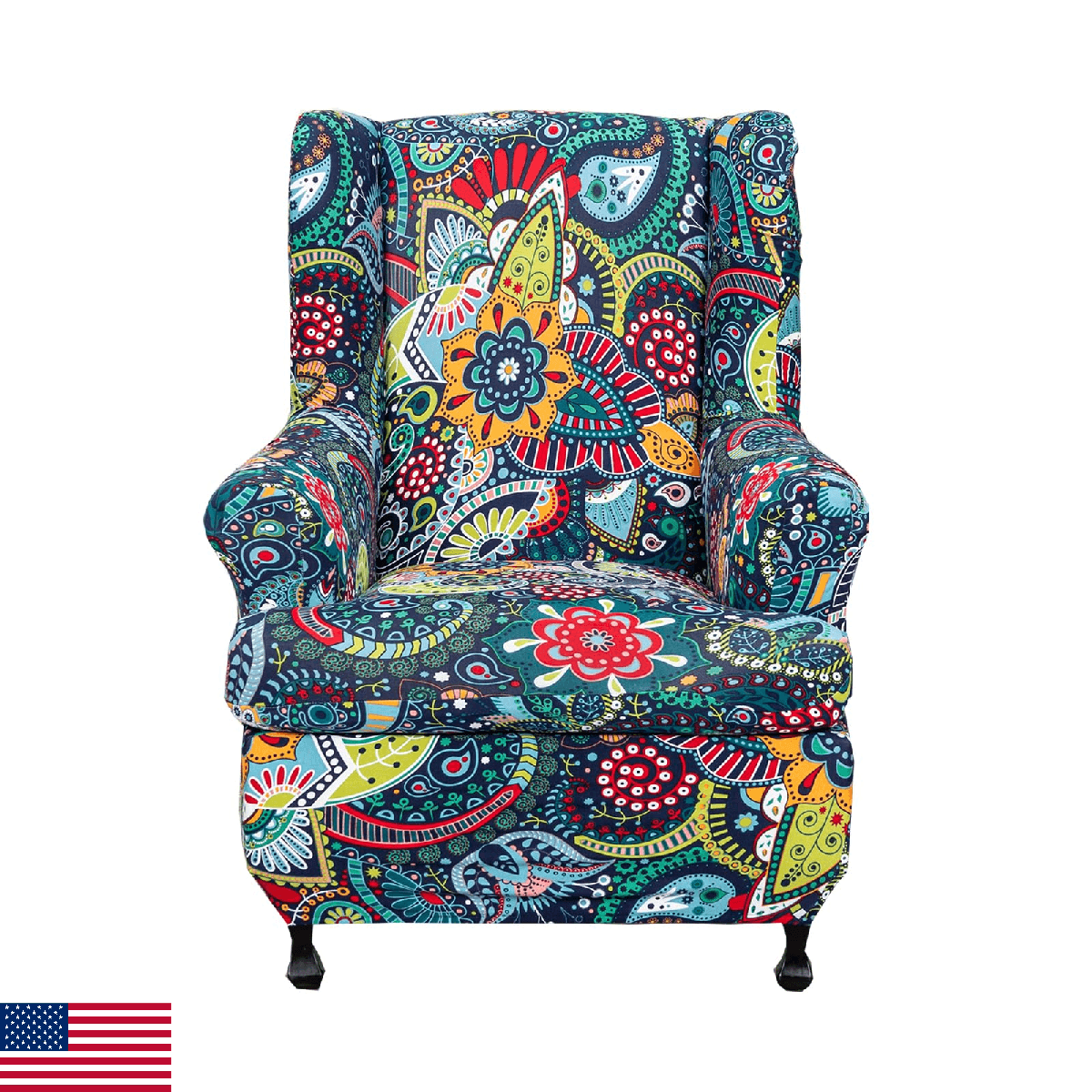 CRFATOP 2 Piece Stretch Wingback Chair Cover Printed Wing Chair Slipcovers Spand - Image 1
