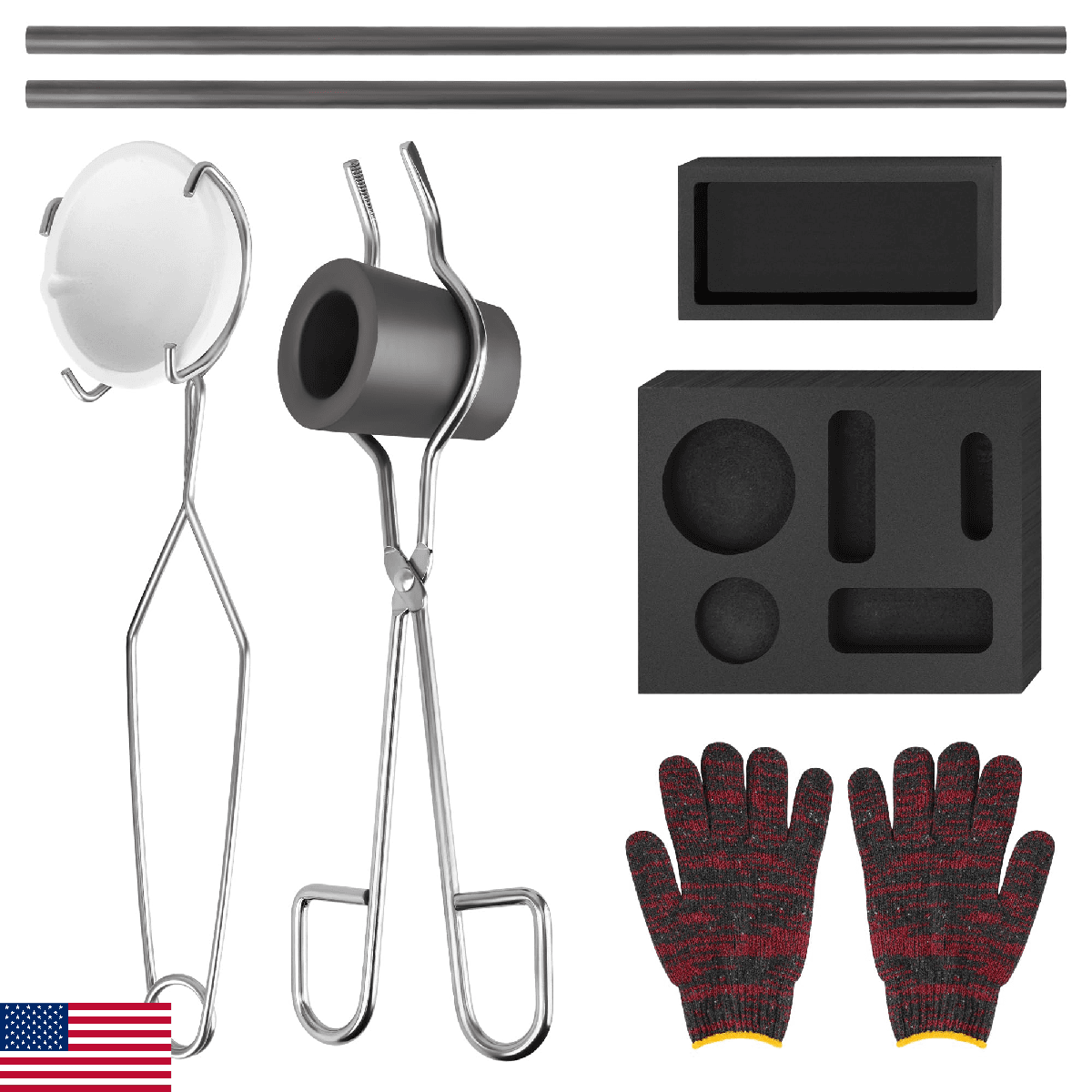 Coitak 9 Pieces Graphite Torch Melting Casting Kit, Including 2 Crucible Stir St - Image 1