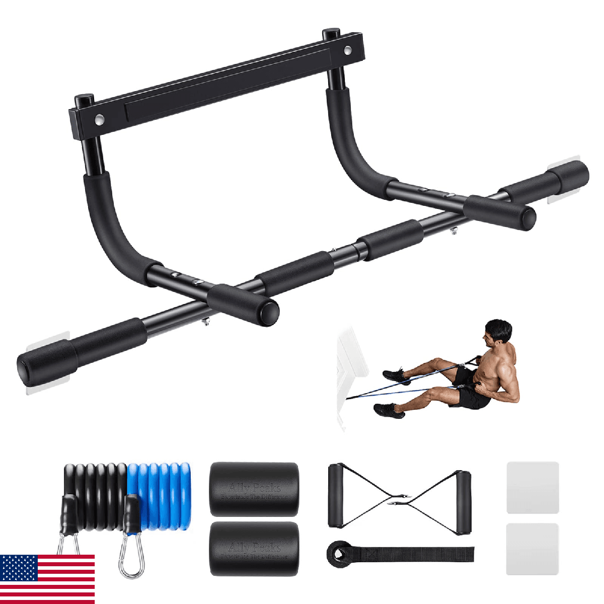 Ally Peaks Pull Up Bar for Doorway | Thickened Steel Max Limit 440 lbs Upper Bod - Image 1
