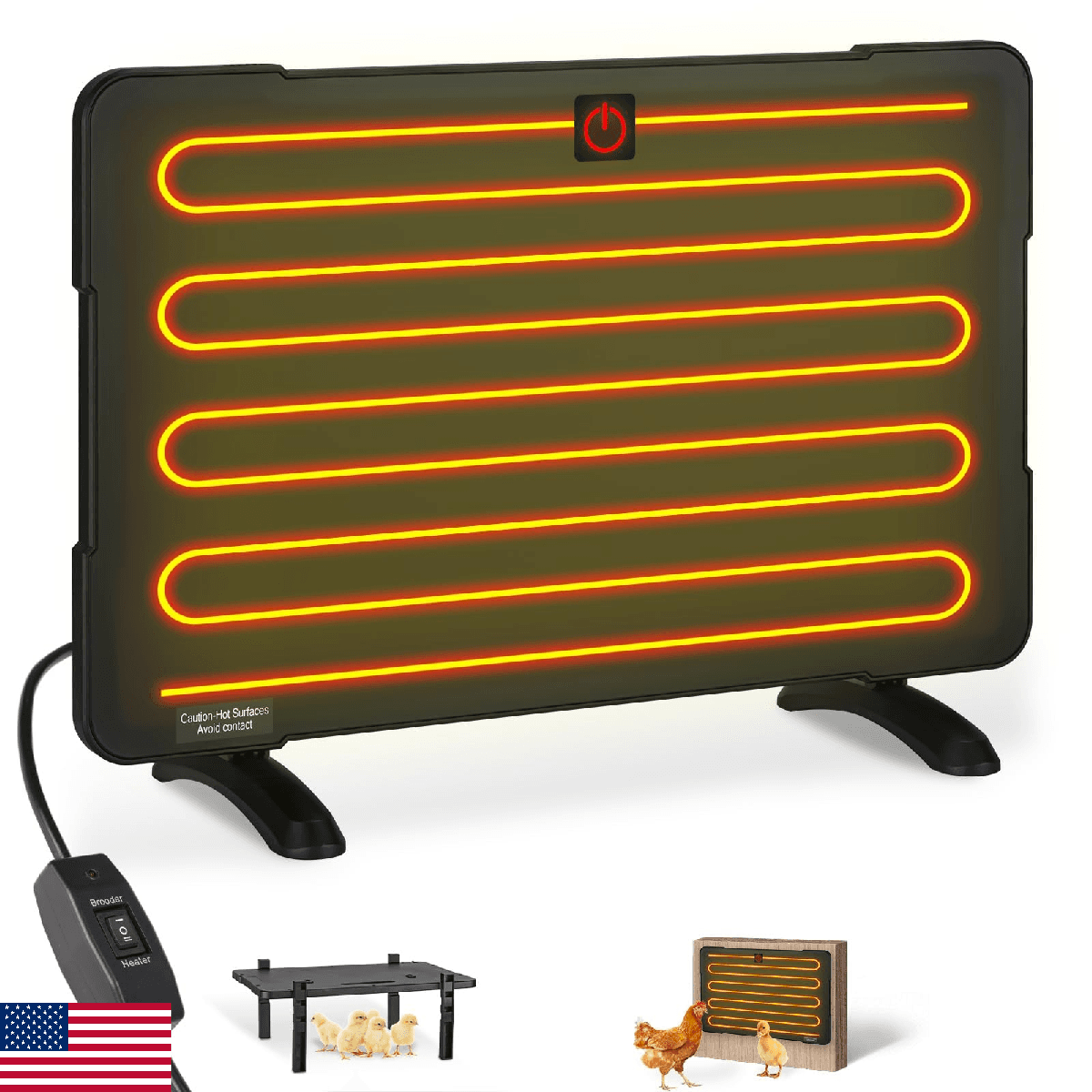 AOKSURE 4-in-1 Chicken Coop Heater 50W 200W Adjustable Height Brooder Heat Plate - Image 1