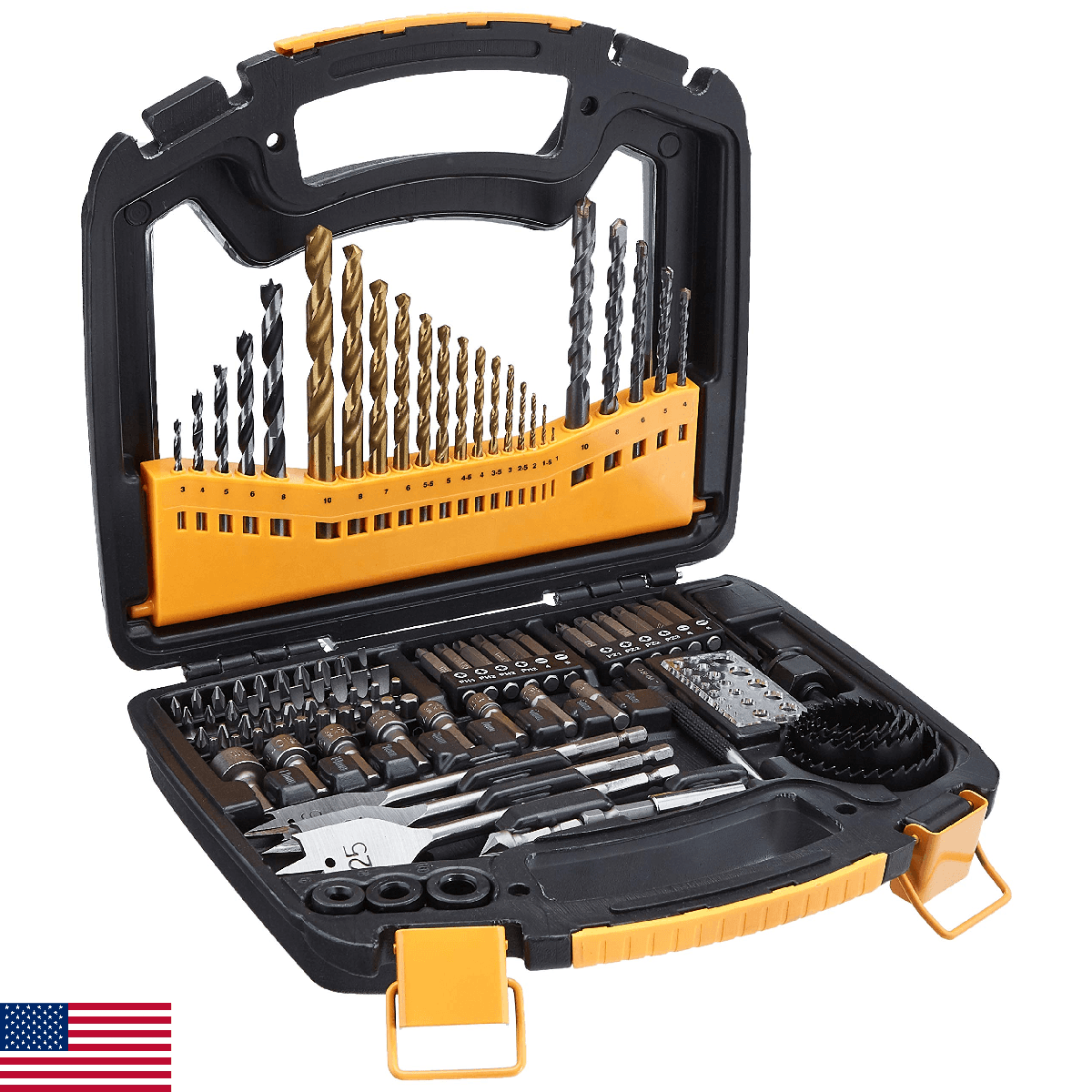 Amazon Basics Drill & Driver Multi Bit Set, Alloy Steel Wood Straight Drill Bits - Image 1