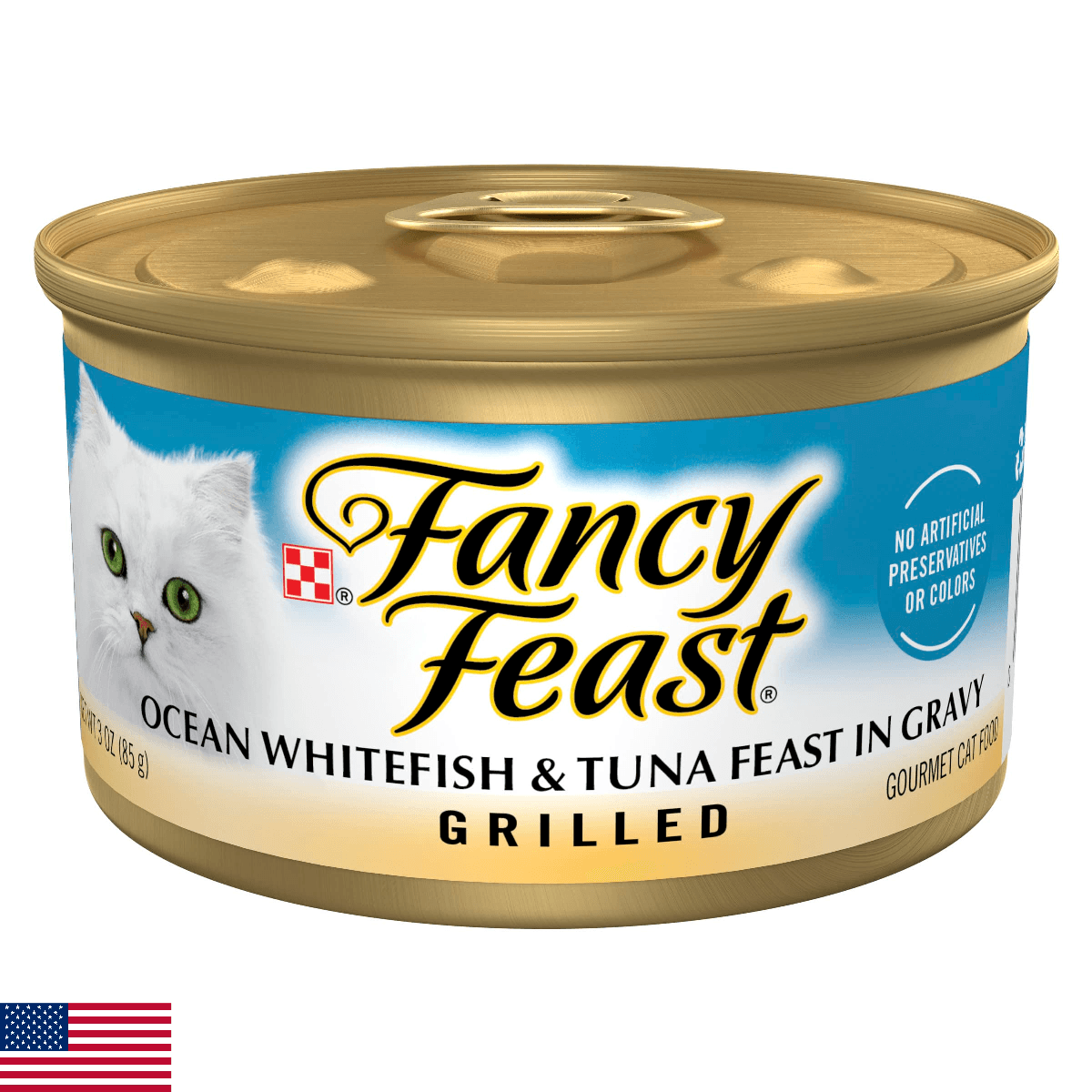 Purina Fancy Feast Grilled Wet Cat Food Ocean Whitefish Tuna Feast 3oz Cans Pack - Image 1