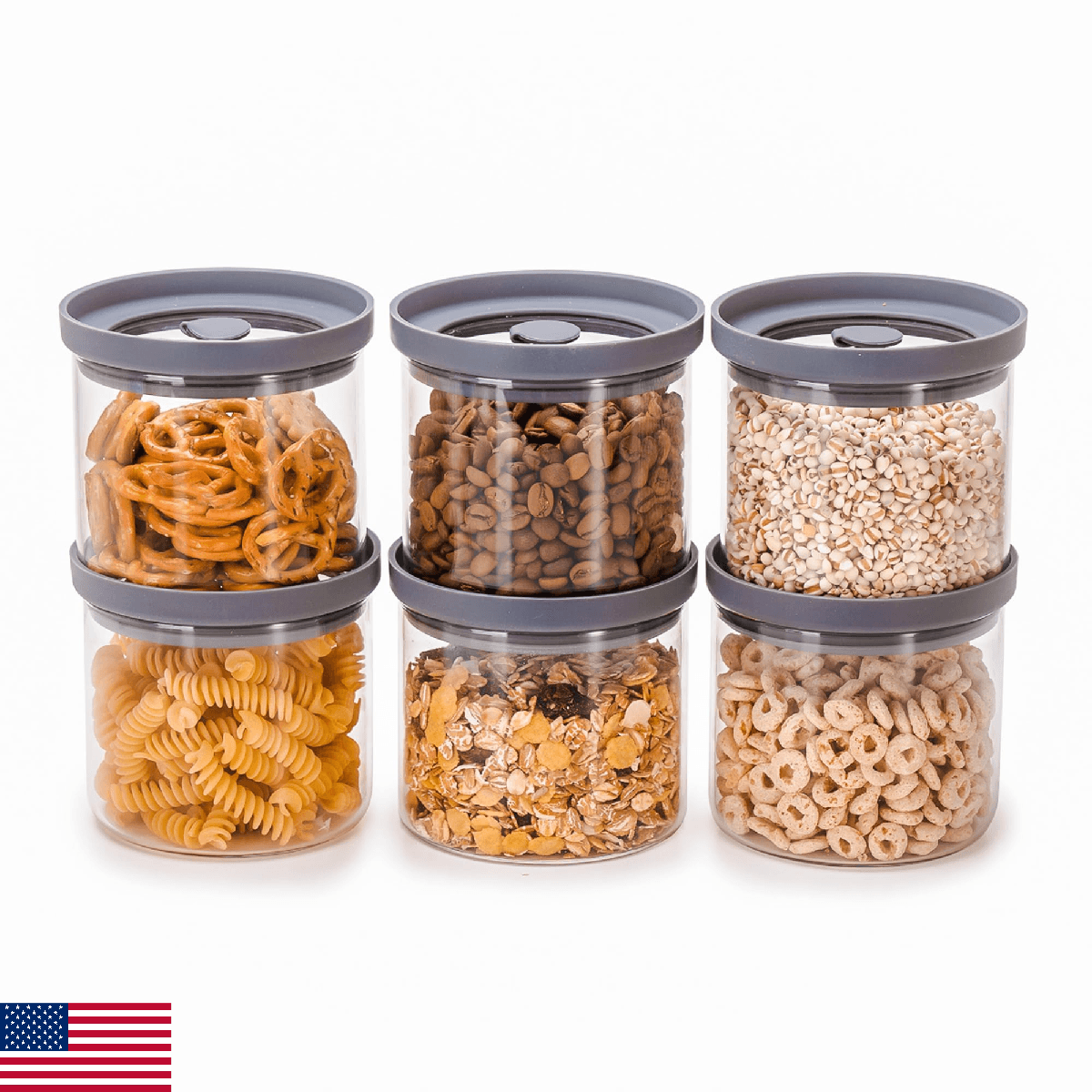 Hazel Pantry Glass Canisters Set of 6 17.5oz Airtight Lids Borosilicate Storage - Image 1