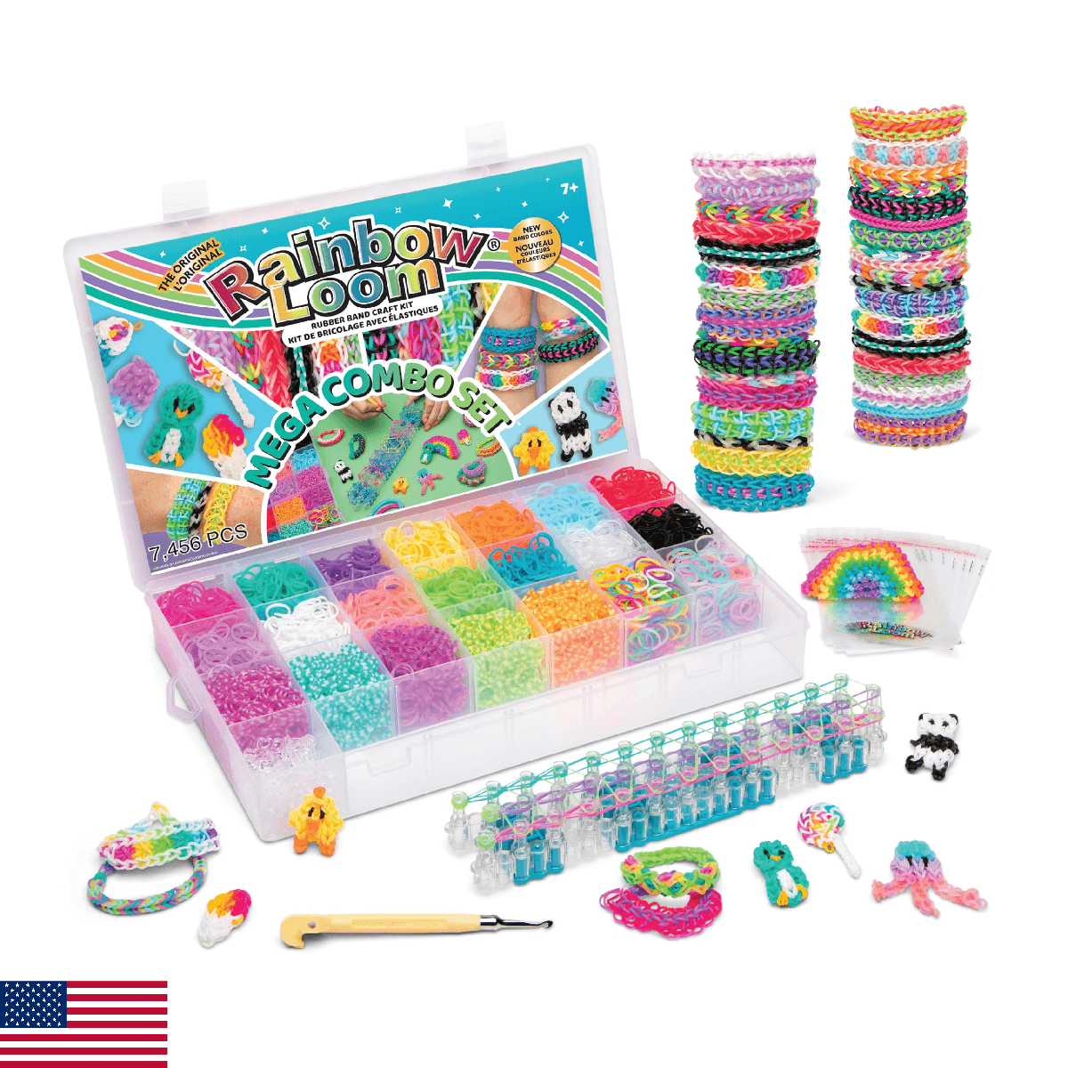 Rainbow Loom MEGA Combo Set, Features 7000+ Colorful Rubber Bands, 2 Step-by-Ste - Image 1