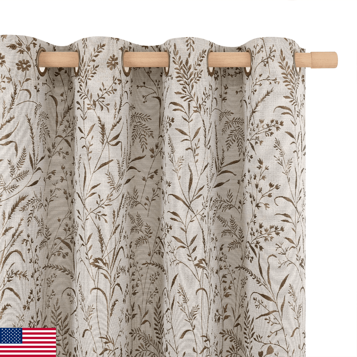 BGment Brown Fall Curtains for Bedroom- Linen Jacquard Botanical Branch Vintage - Image 1