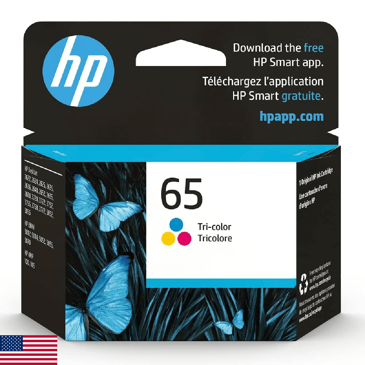 HP 65 Tri-Color Ink Cartridge Printers | Works with Printer Series: AMP 100, Des - Image 1