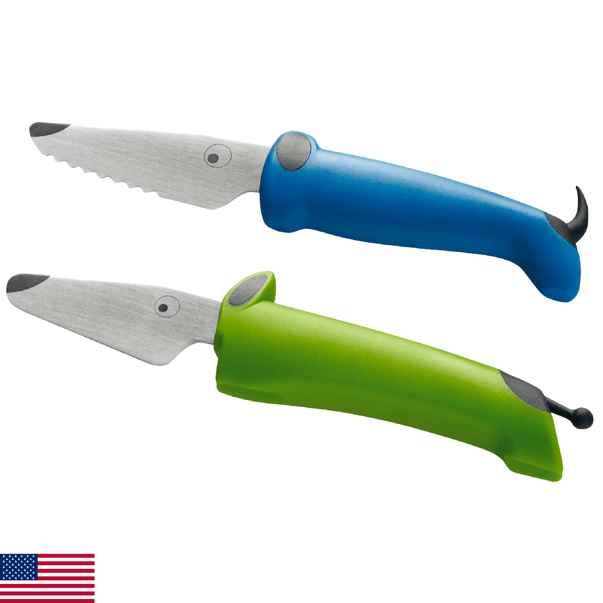 Kuhn Rikon Kinderkitchen® Kids Chef Knife Set 6", 2 Pieces, Green/Blue | Straigh - Image 1