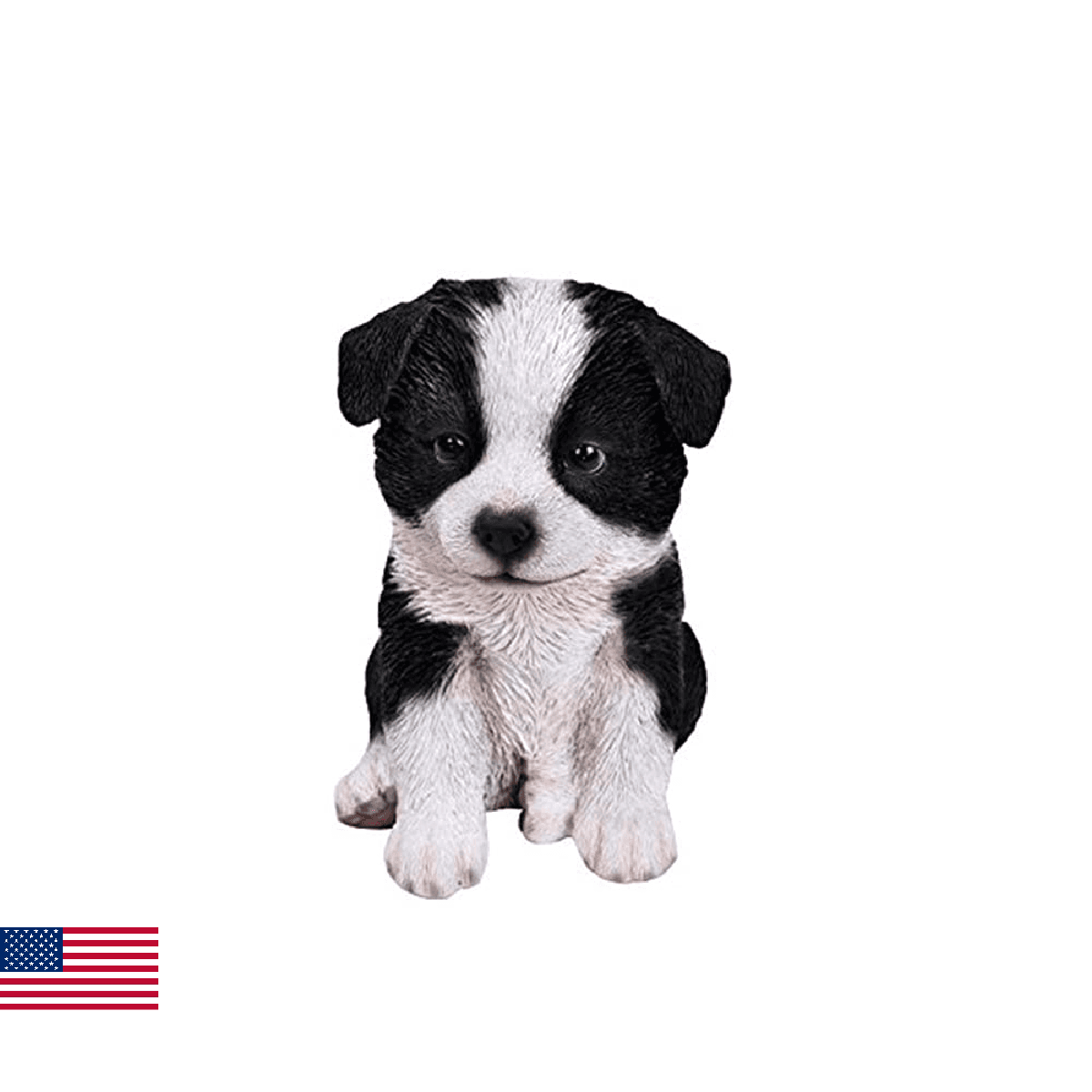 Hi-Line Gift Ltd Sitting Border Collie Puppy, 6.75-inch Height, Black and White - Image 1