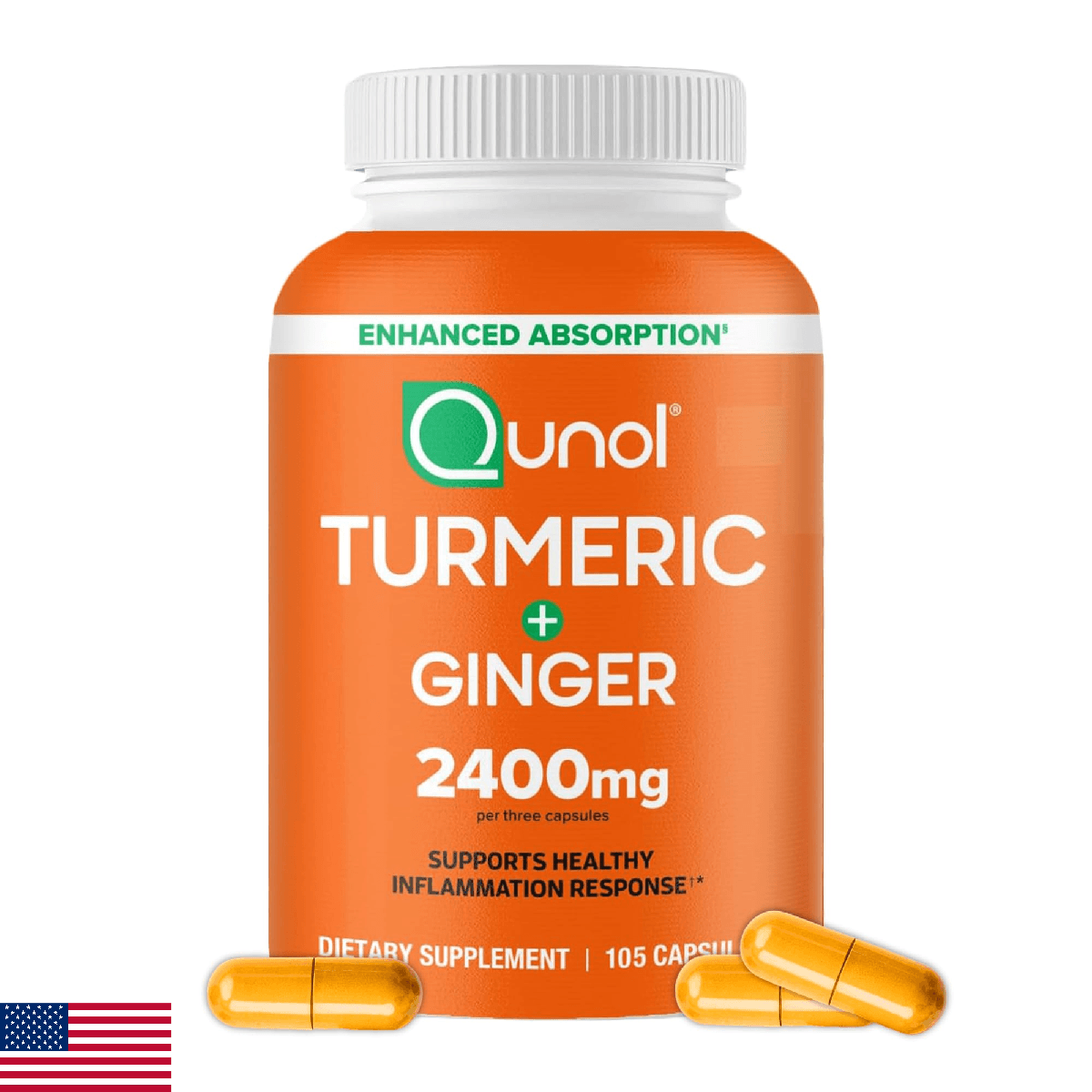 Qunol Turmeric Curcumin with Black Pepper & Ginger, 2400mg Turmeric Extract with - Image 1