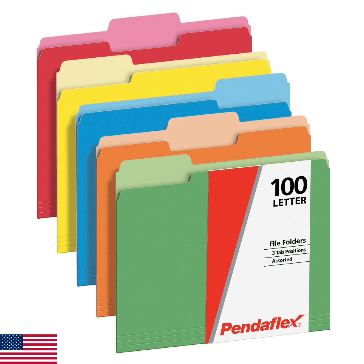 Pendaflex File Folders, 100 Pack, Letter Size (8.5" x 11"), 3 Tabs, Durable Pape - Image 1