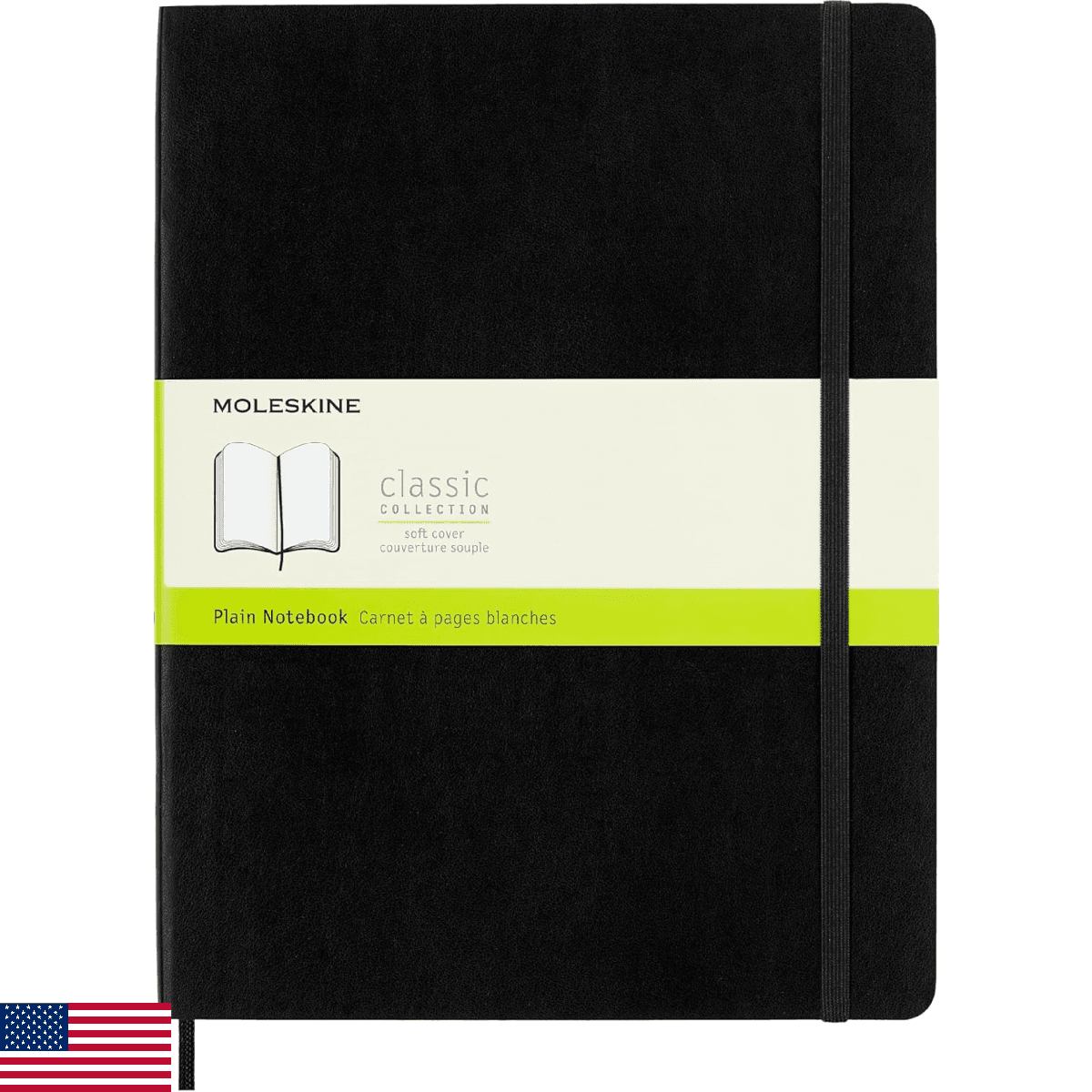 Moleskine Classic Notebook, Soft Cover, XL (7.5" x 9.5") Plain/Blank, Black, 192 - Image 1