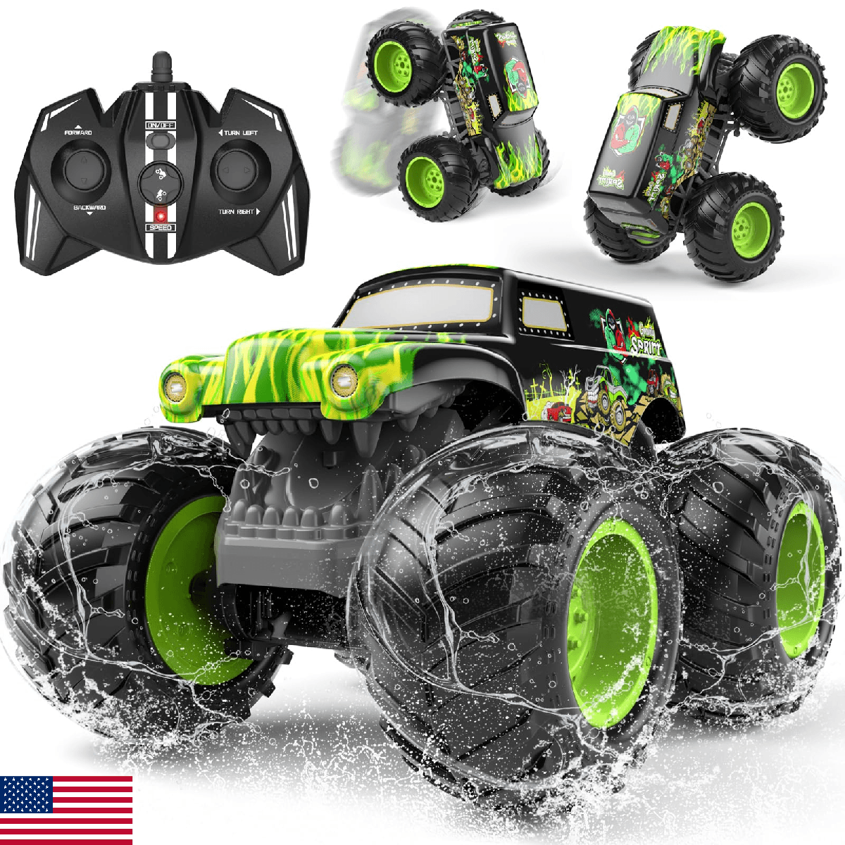LAZZAROU 1:14 Amphibious Remote Control Car, Double Wheelie RC Trucks, 2.4GHz Wa - Image 1