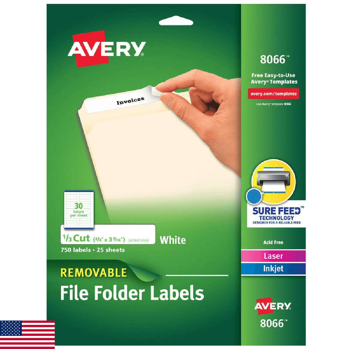 Avery File Folder Labels with Sure Feed, 2/3" x 3-7/16", 750 Printable Labels, R - Image 1