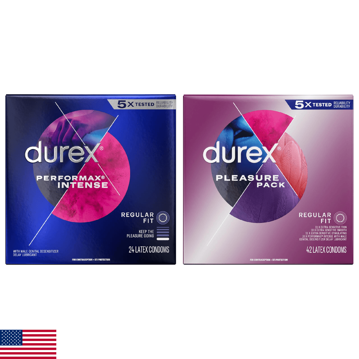 Durex Condom Performax Intense Natural Latex Condoms, 24 Count - Ultra Fine, Rib - Image 1