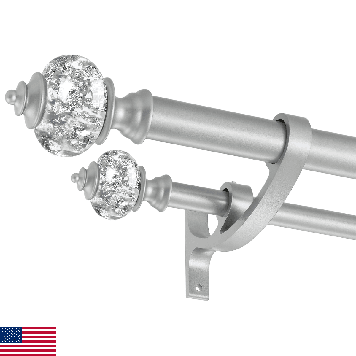 Double Curtain Rods for Windows 36 to 72 Inches, 1 Inch Front and 5/8 Inch Back - Image 1