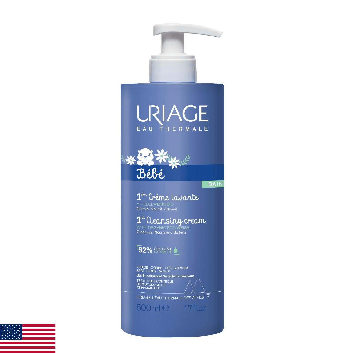 Uriage Baby Body Wash & Scalp With Organic Edelweiss & Shea Butter, Gently Clean - Image 1