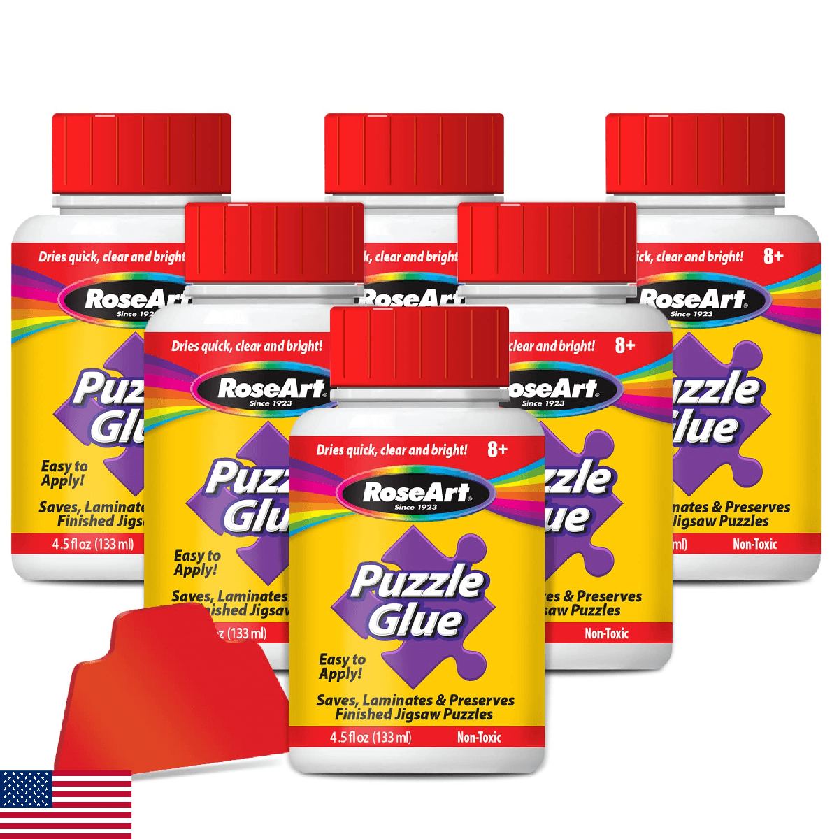 RoseArt - 4.5 oz. Jigsaw Puzzle Glue with Applicator 6-Pack - Image 1