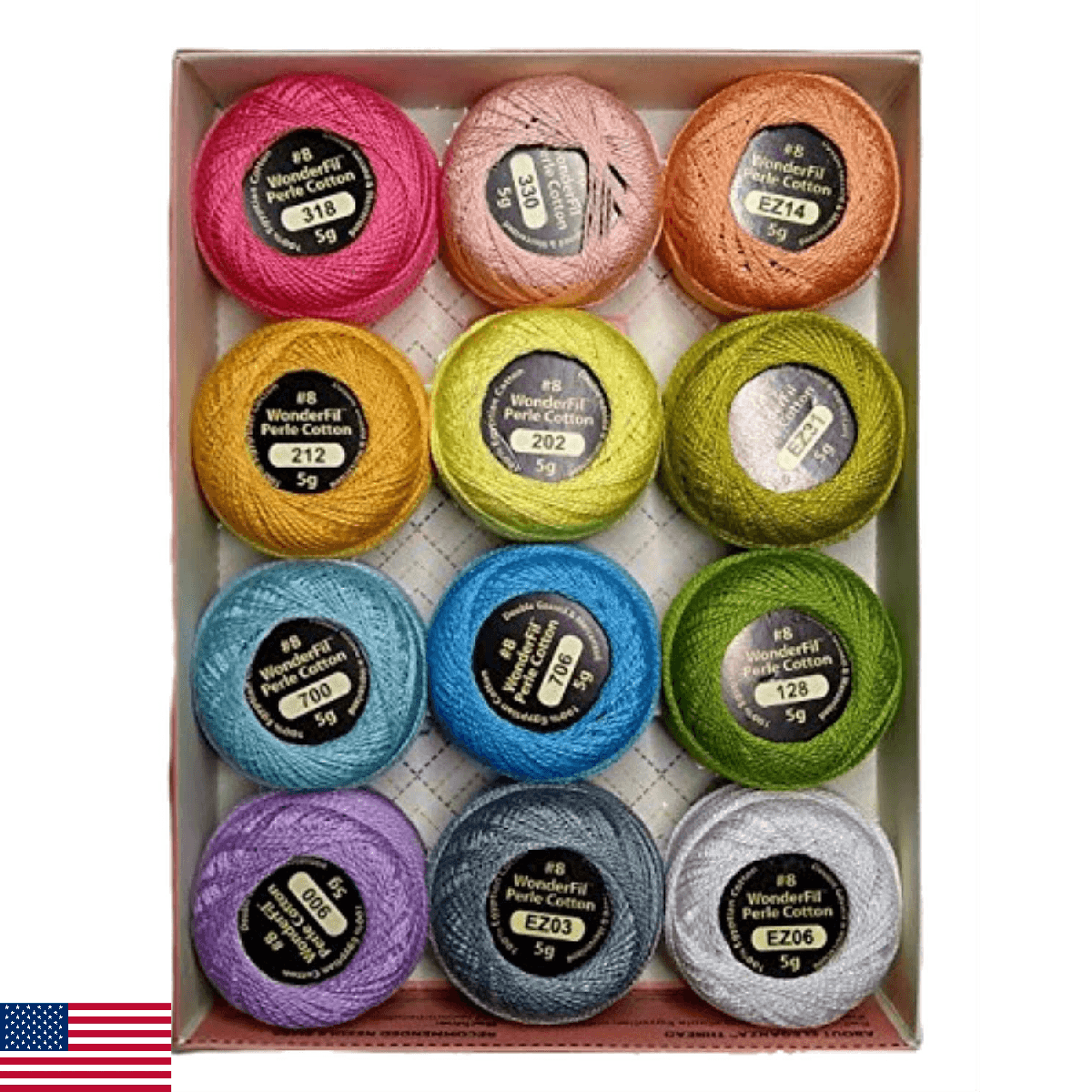 Wonderfil Eleganza #8 Perle Cotton Embroidery Thread Sampler Collection, "Pastel - Image 1
