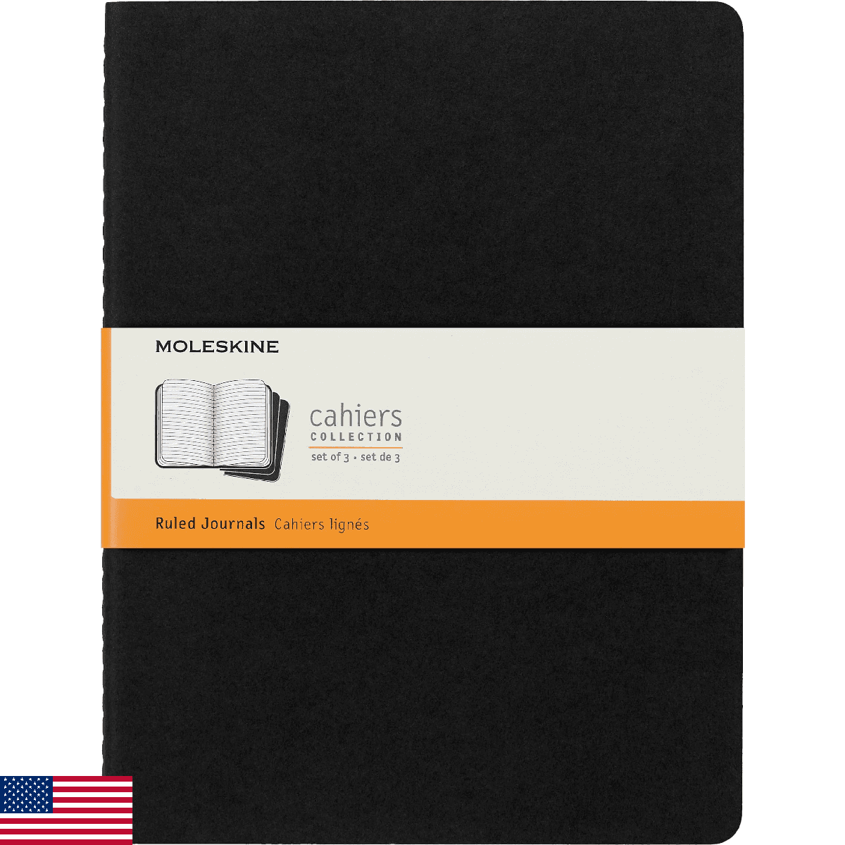 Moleskine Cahier Journals, Soft Cover, XL (7.5" x 9.5") Ruled/Lined, Black, 120 - Image 1