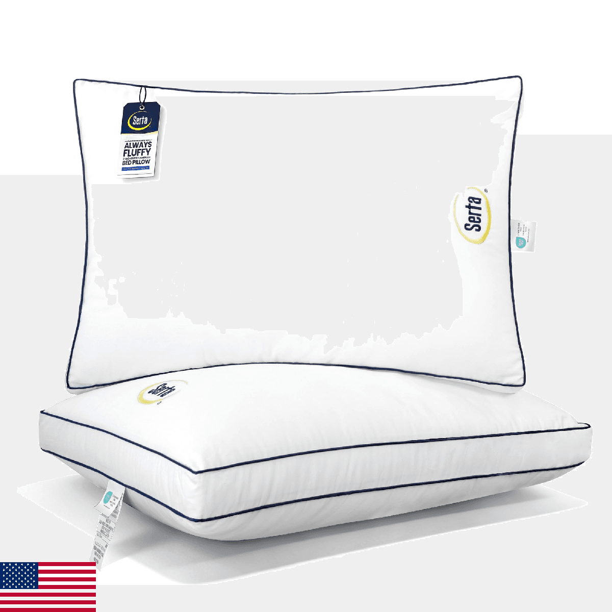 Serta Hotel Collection Bed Pillows Queen/Standard Size Set of 2, 400 Thread Coun - Image 1