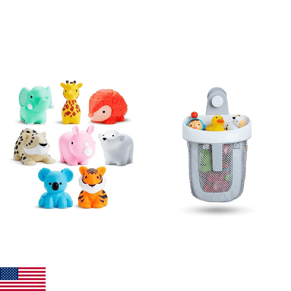 Munchkin® Bath Toy Scoop with 8pk Wild Animal Bath Toy Squirts - Image 1