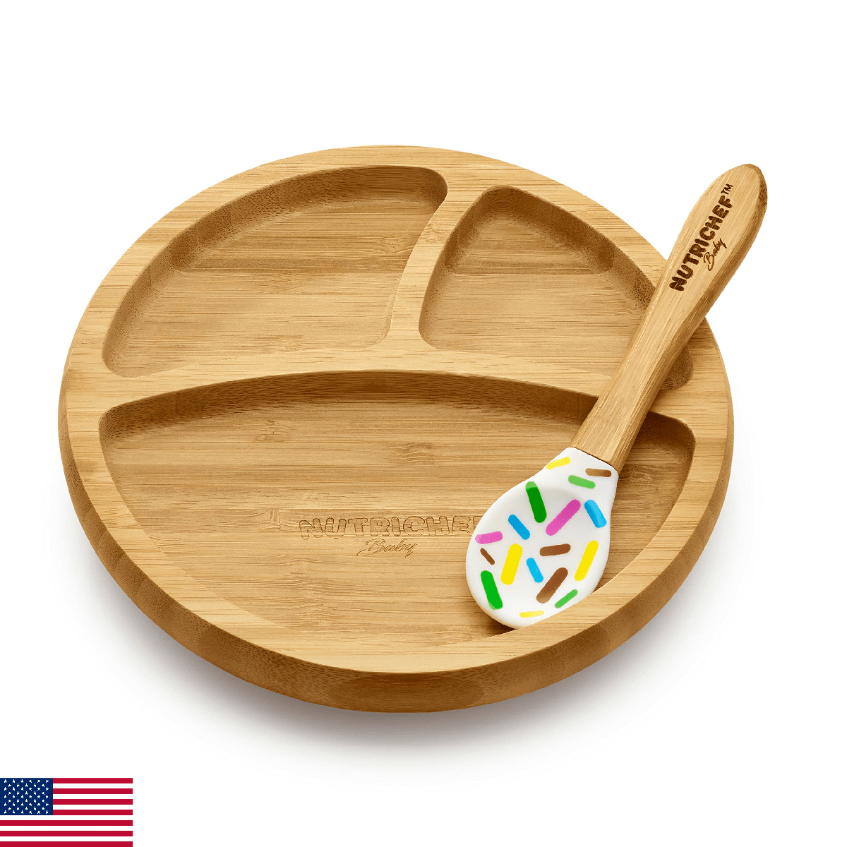 Nutrichef Baby and Toddler plate - silicon suction, 3 compartment, Non-toxic All - Image 1