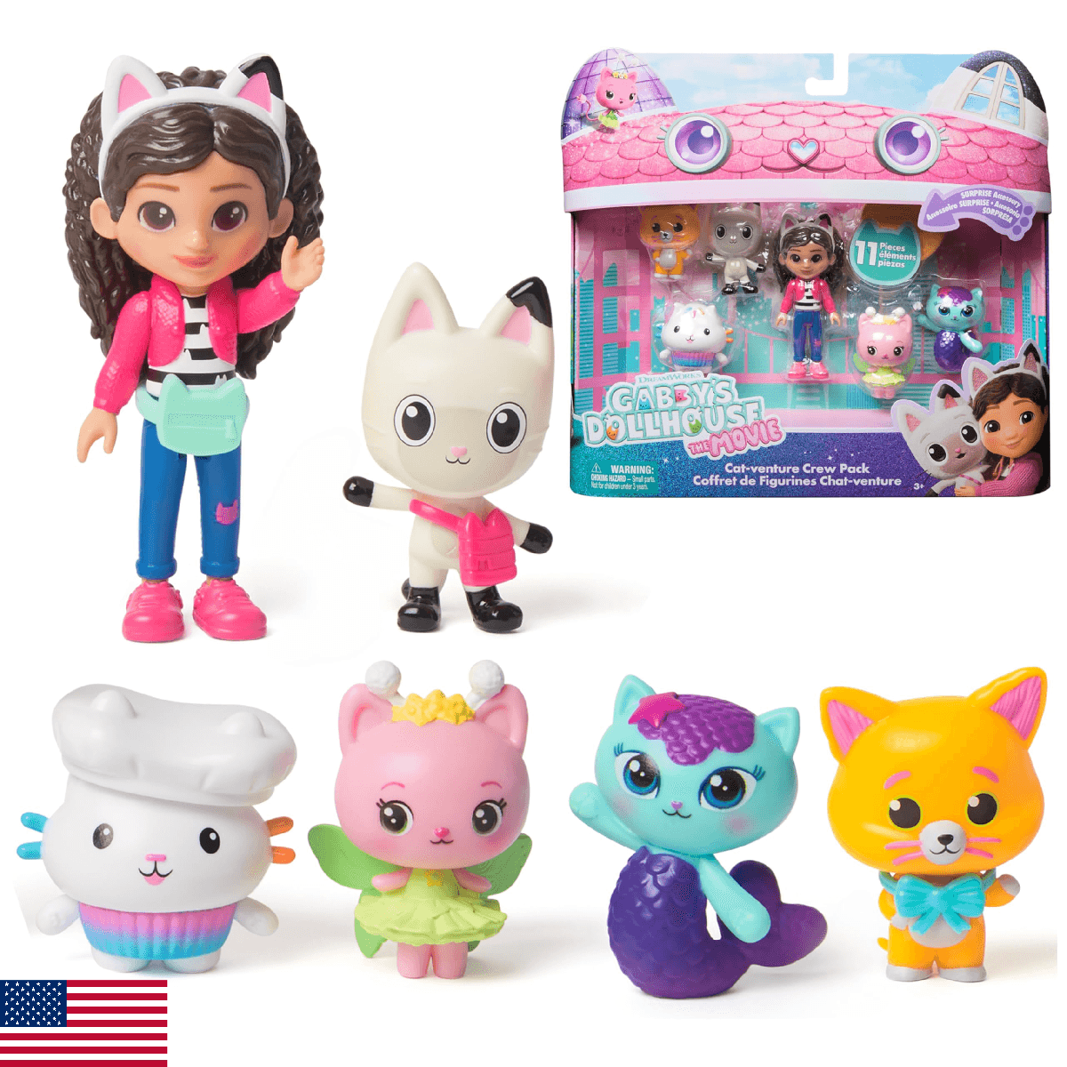 Gabby's Dollhouse: The Movie, Cat-Venture Crew Pack, 11-Piece Toy Figure Set wit - Image 1