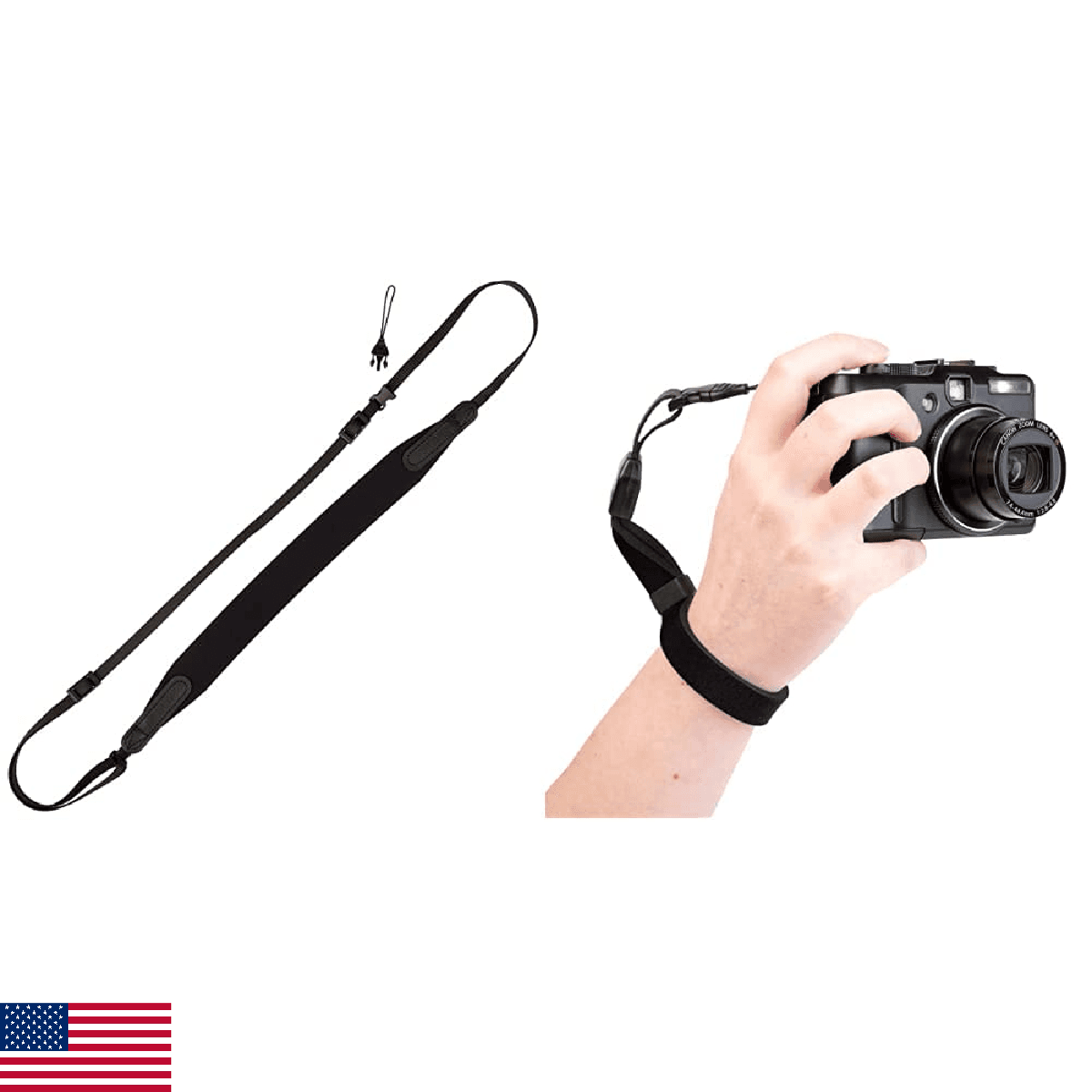 OP/TECH USA 3401002 Compact Sling for Cameras (Black) & 1801021 Cam Strap - QD ( - Image 1
