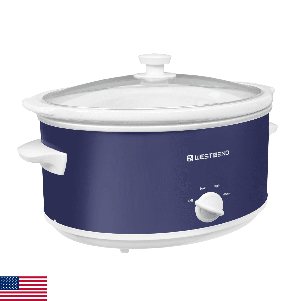 West Bend Slow Cooker 6 Qt Navy White - Image 1