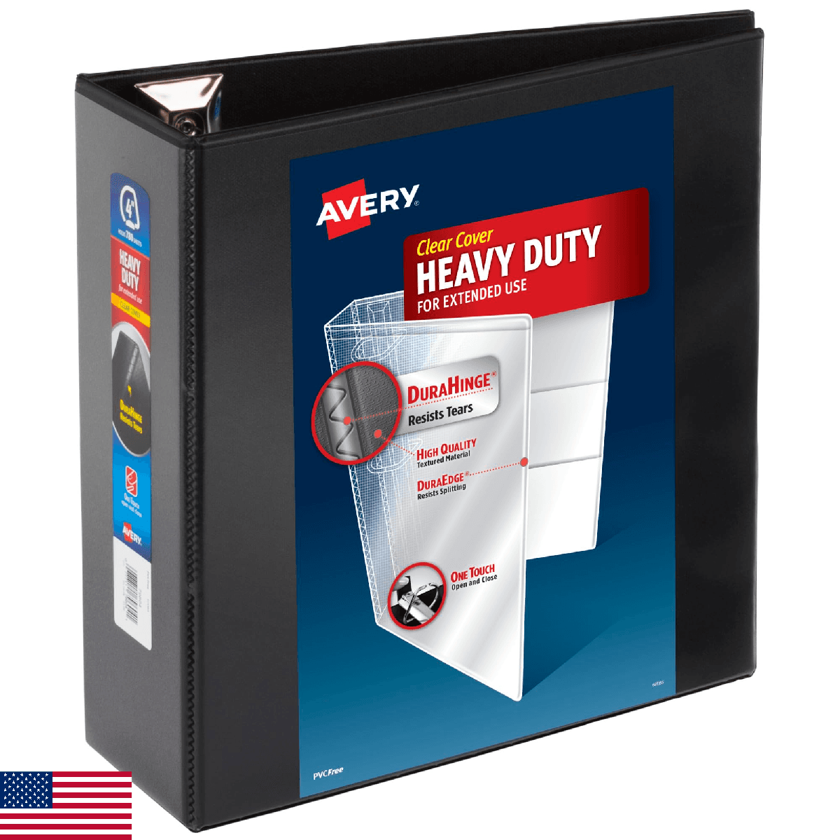 Avery Heavy-Duty 4 Inch Binders 3 Ring, View Binder, 4 Inch EZD Ring, Black, Stu - Image 1