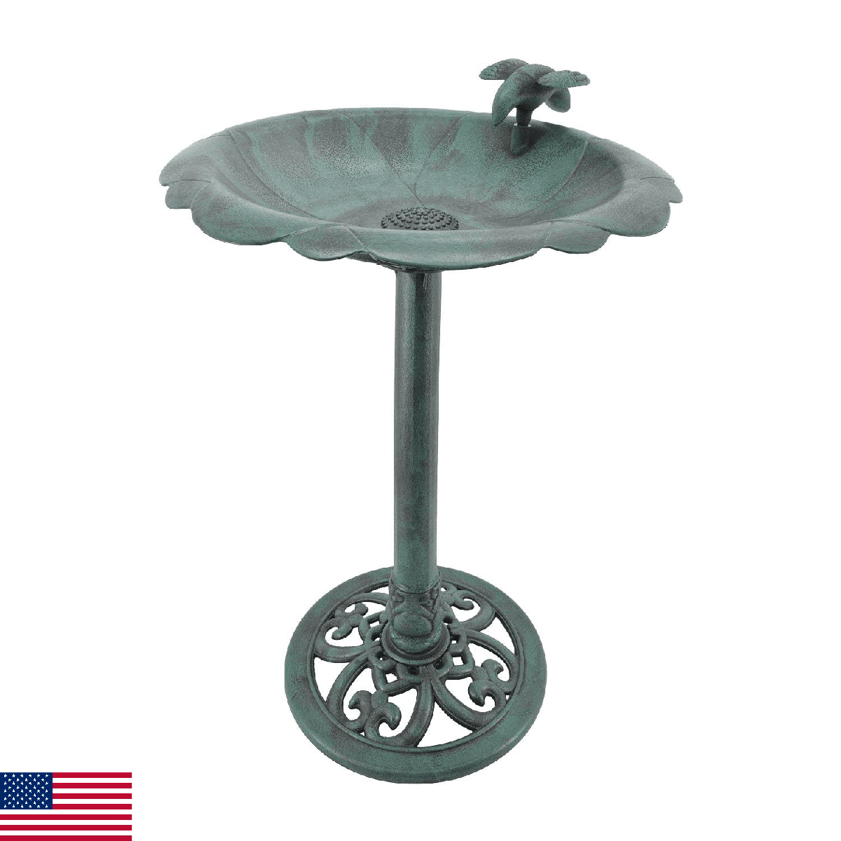 Arcadia Garden Products BB02 Bird Bath Verdigris, 19.5" x 27.5", Green - Image 1