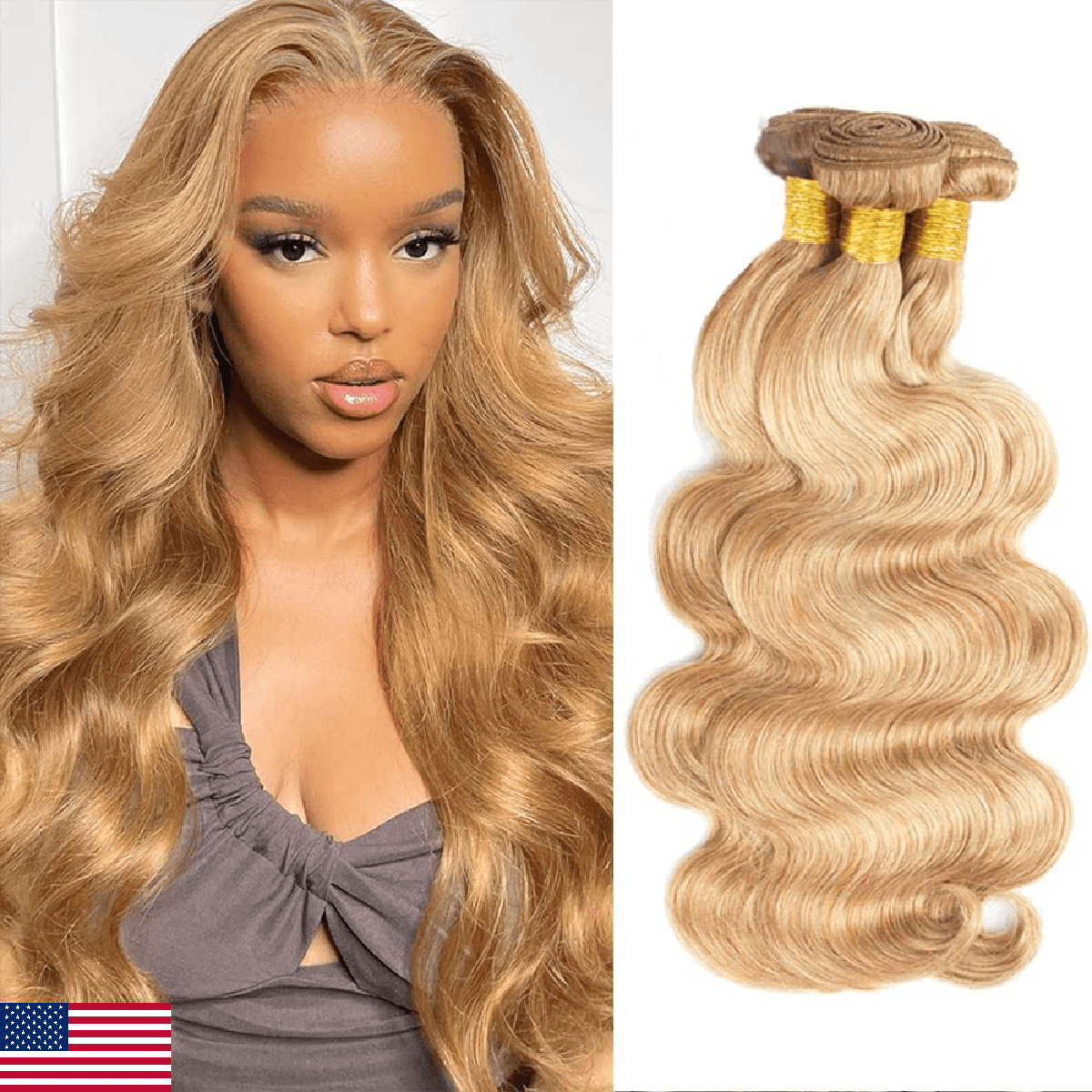 Blonde Body Wave Bundles Human Hair Ombre Body Weave Bundles P27/613 Human Hair - Image 1