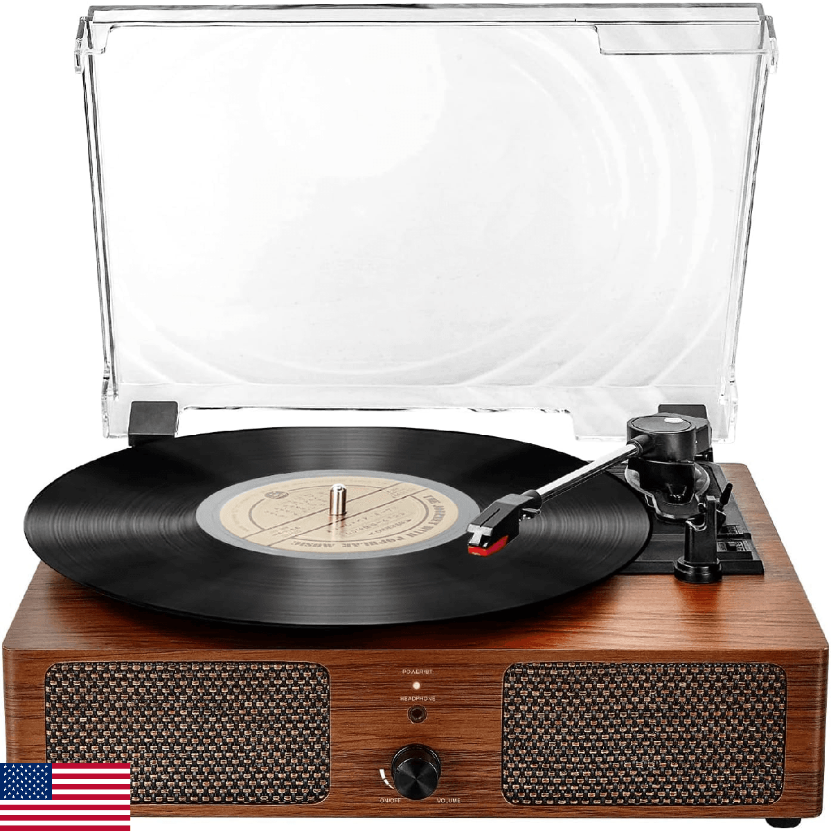 Vinyl Record Player Bluetooth Vintage 3-Speed Portable Turntables with Built-in - Image 1