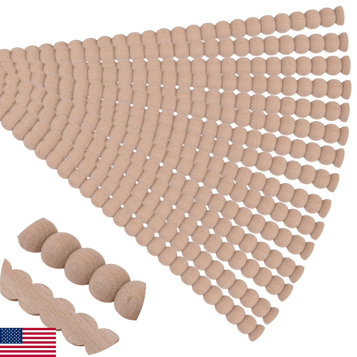 Soengsau 15-Pack 15.75" Unfinished Wood Beaded Trim - Easy to Paint, Cute Decora - Image 1