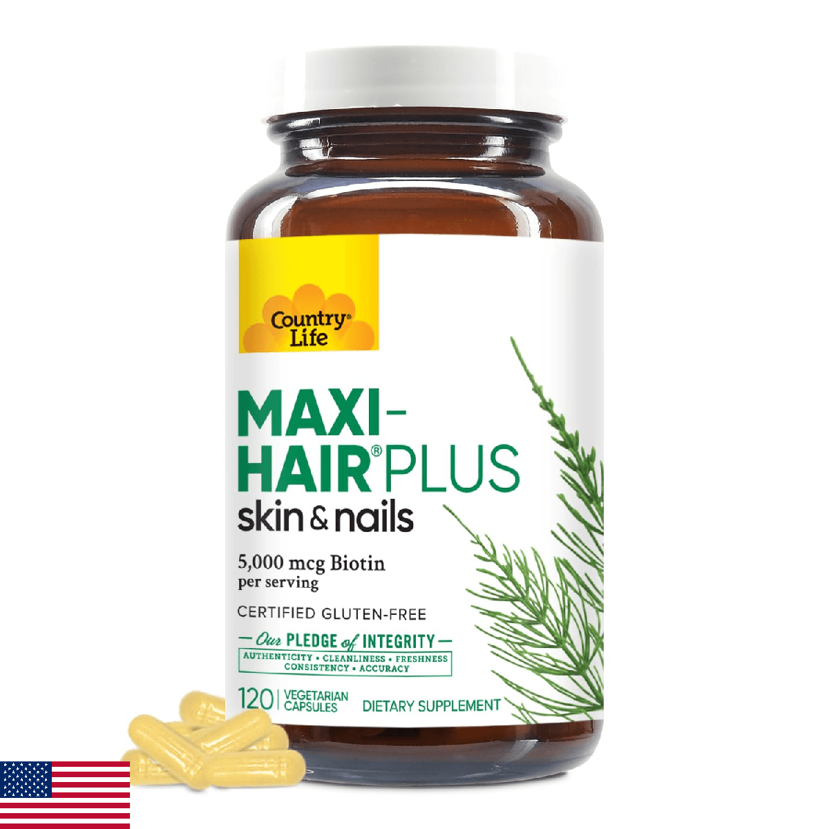 Country Life, Maxi-Hair Plus Biotin, Supports Healthy Hair, Skin and Nails, Dail - Image 1