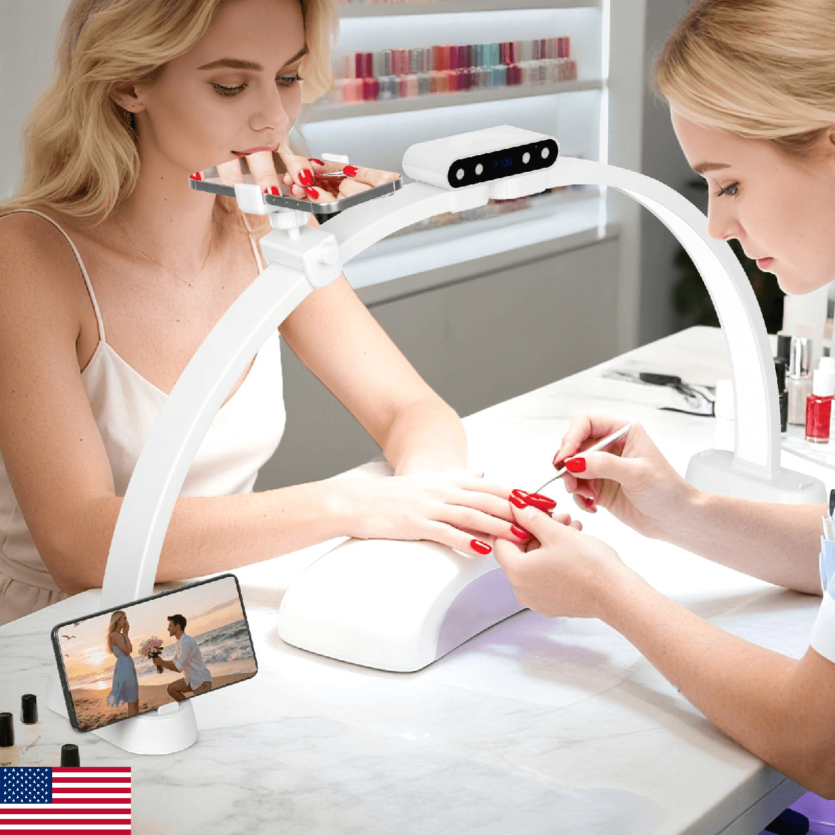 KIRKAS 29inch Large Half Moon Light for Nail Tech, 456 LEDs 3 Color Modes Infini - Image 1