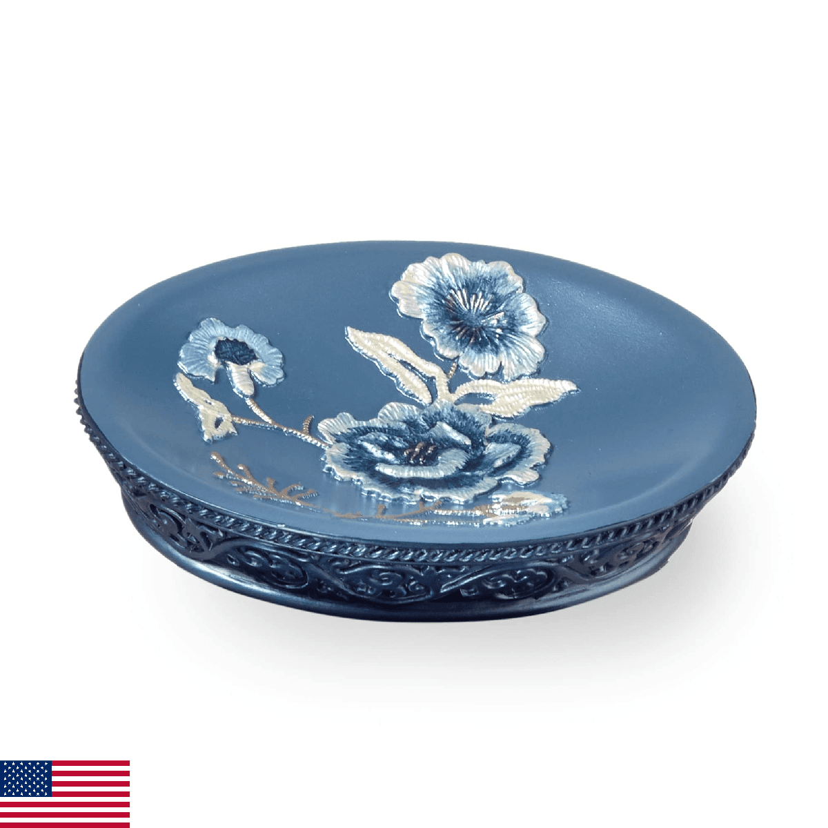 Popular Bath Dublin Rose Collection SOAP Dish Blue - Image 1